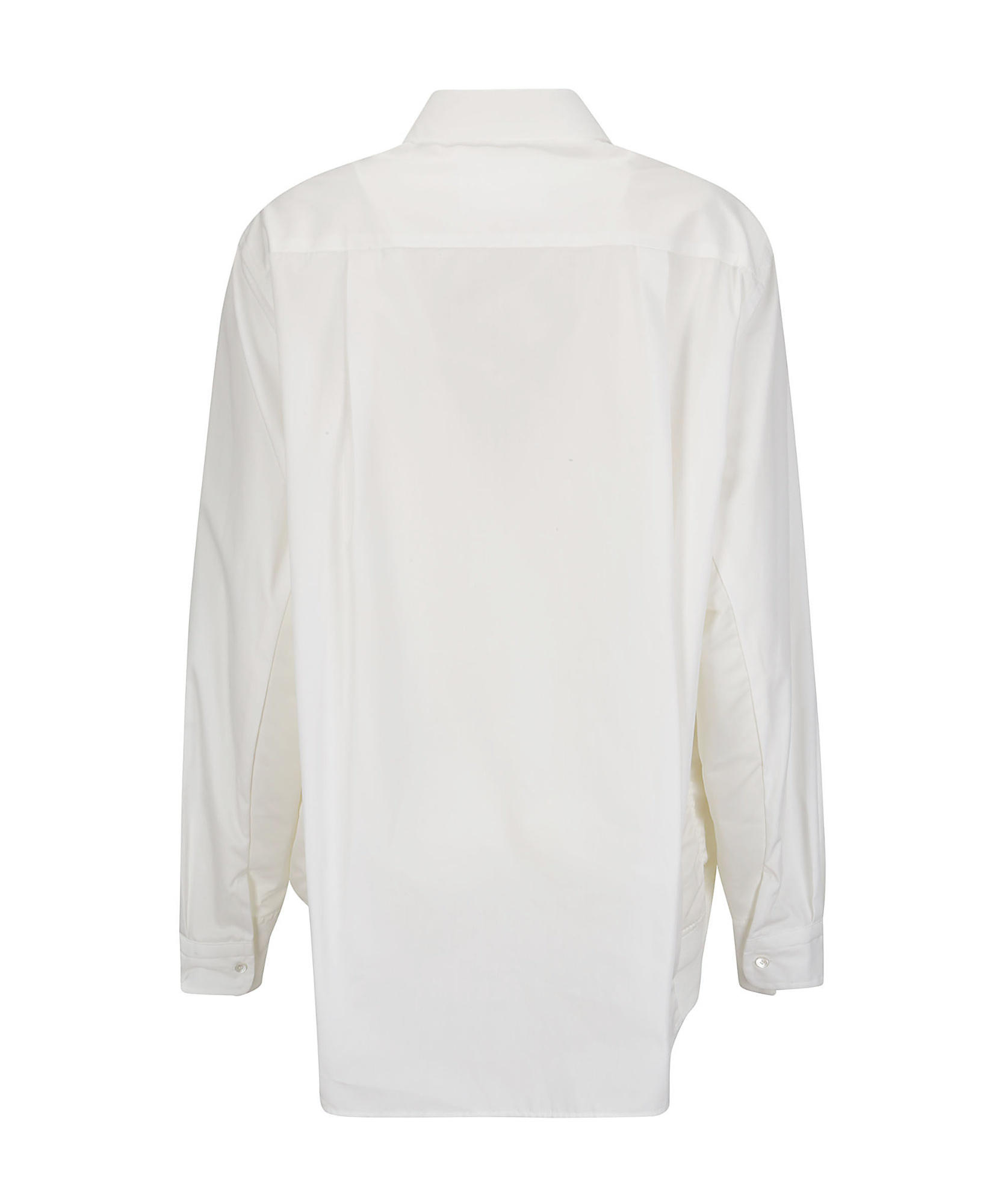 Sacai Ribbed-panelling Poplin Shirt In White