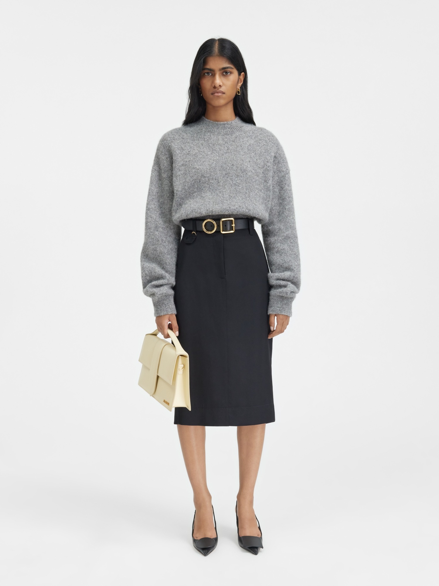 Jacquemus Logo Intarsia Knit Jumper In Gray