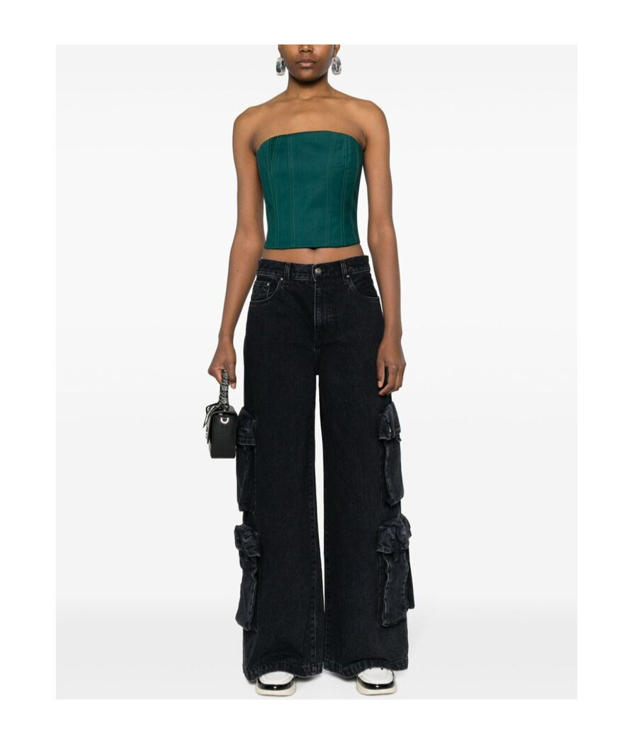 Amiri Strapless Bustier Top In Blue