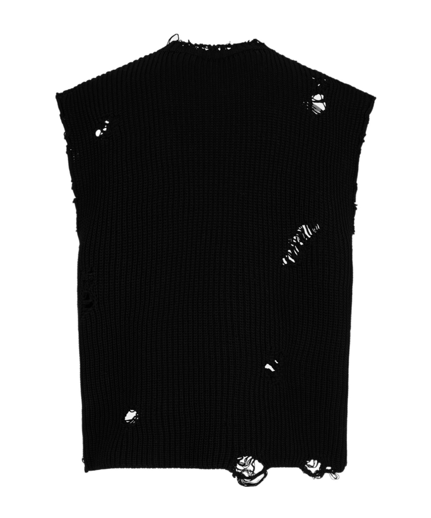 Dsquared2 Logo-print Distressed Knitted Vest In Black