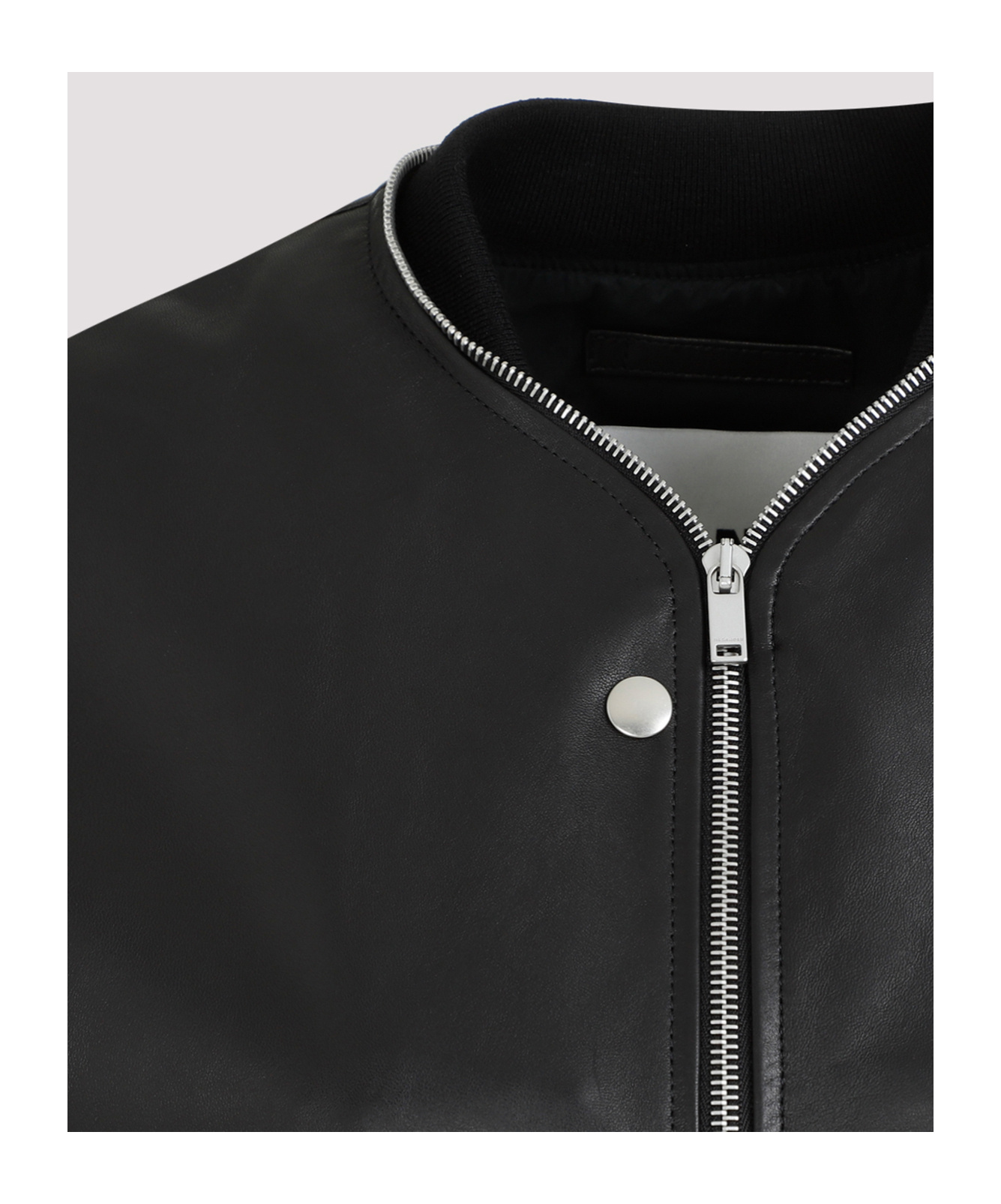 Jil Sander Leather Bomber Jacket In Black