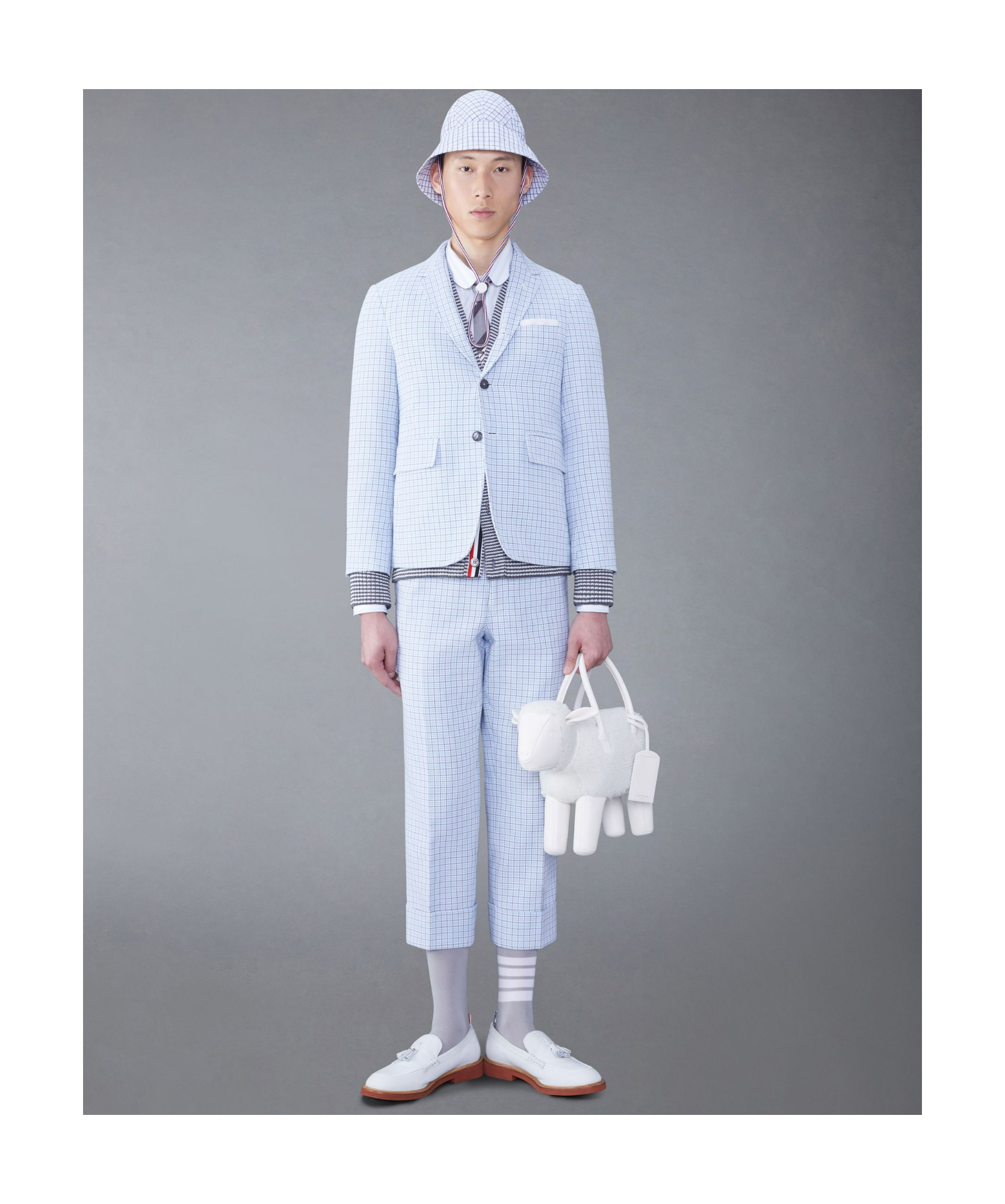 THOM BROWNE CHECK-PATTERN SINGLE-BREASTED BLAZER