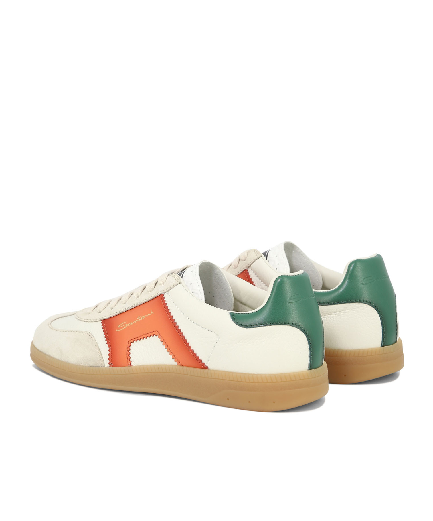 Santoni Dbs Sneakers With Contrast Panel And Rubber Sole In White
