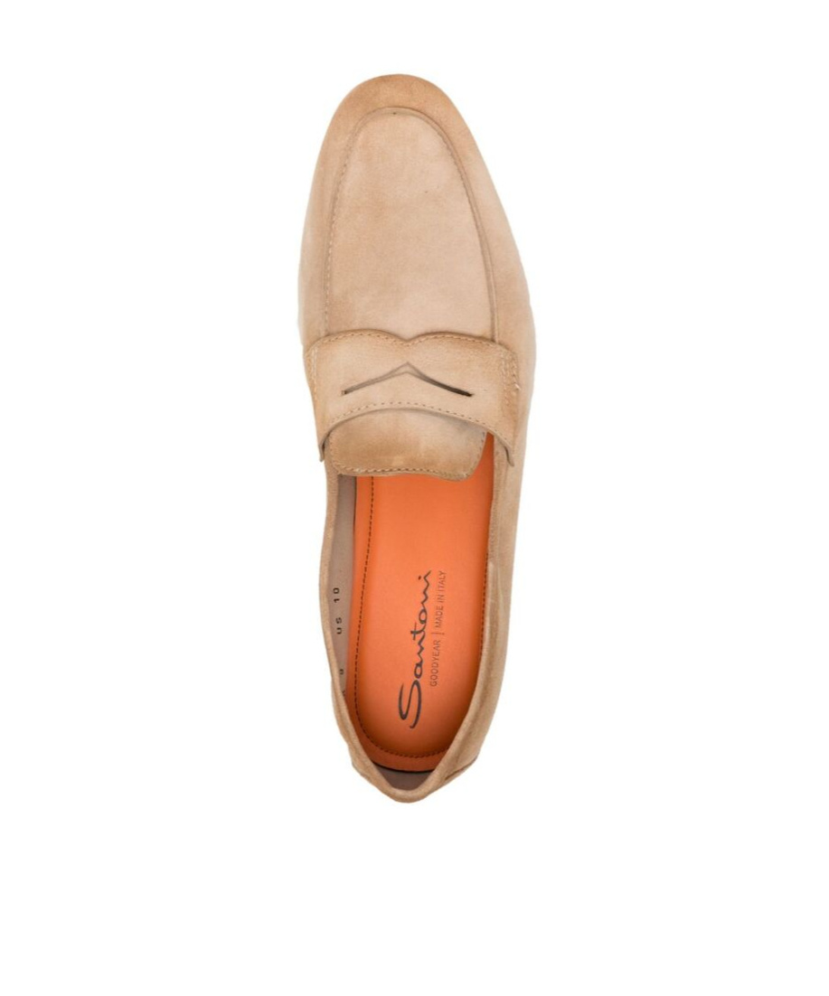Santoni Beige Carlo Loafers In Nude