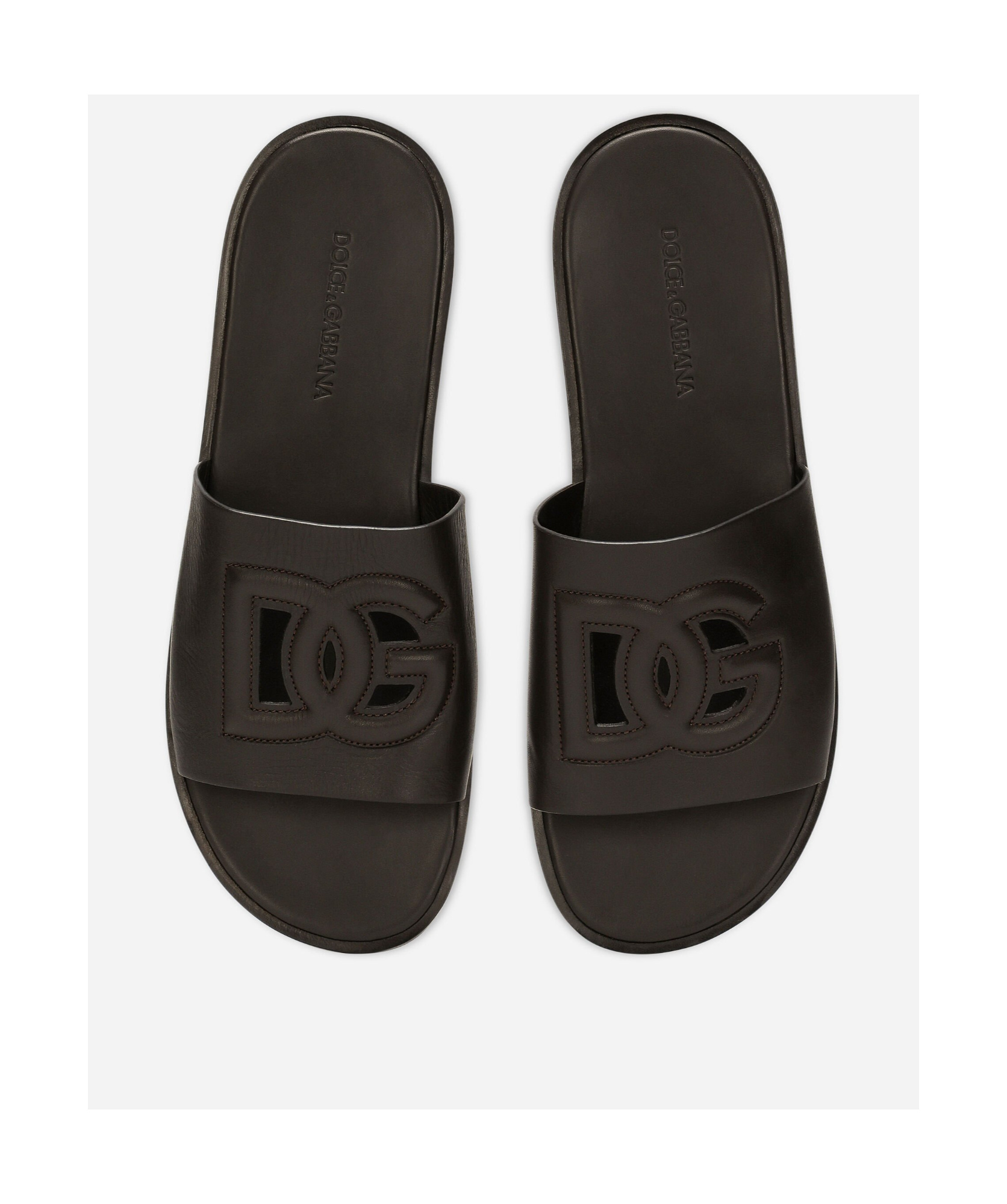 Dolce & Gabbana Dolce  Gabbana Dg Cut-out Detailed Slides In Black