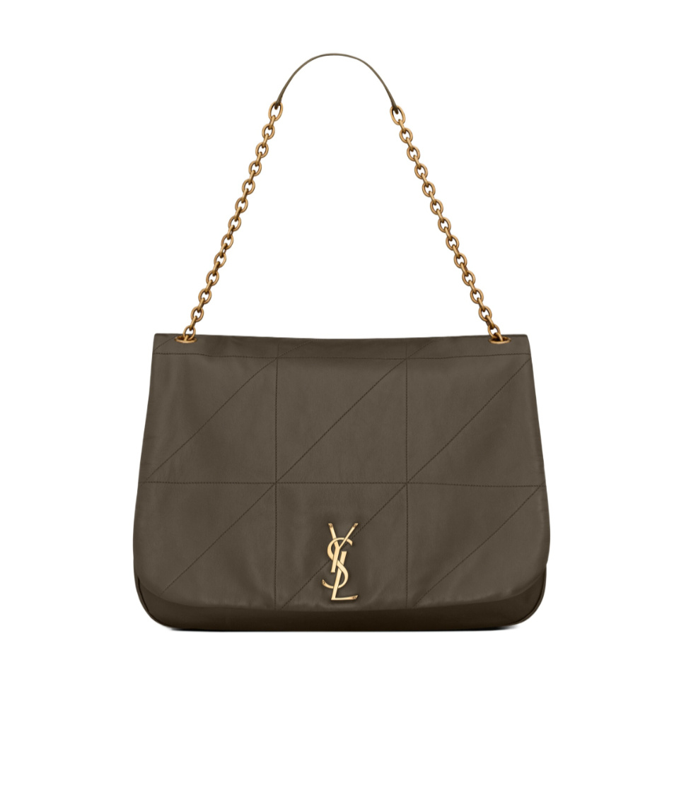 Saint Laurent Jamie Geometric-panelled Shoulder Bag In Brown