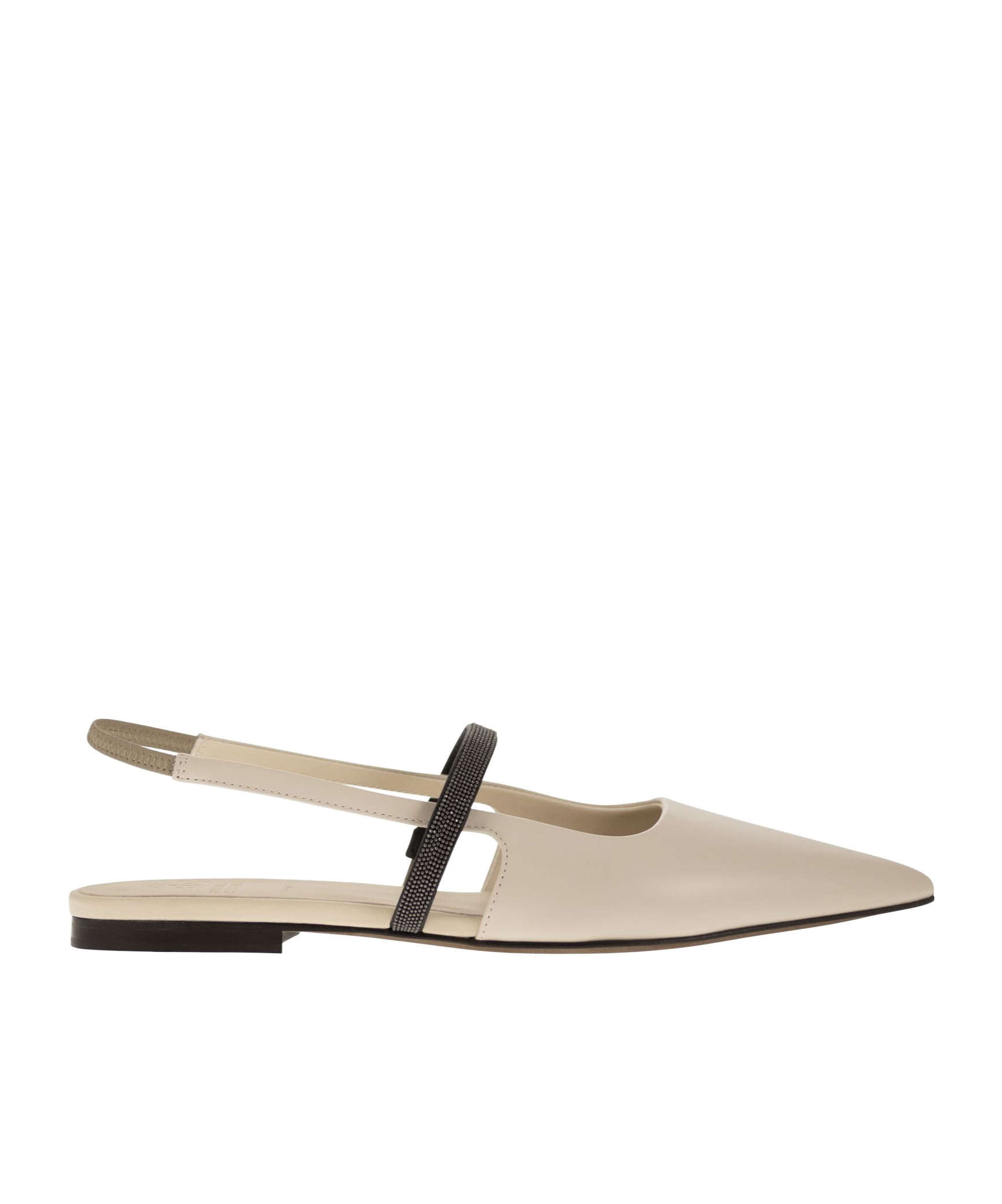 Brunello Cucinelli Slingback Flats In Nude