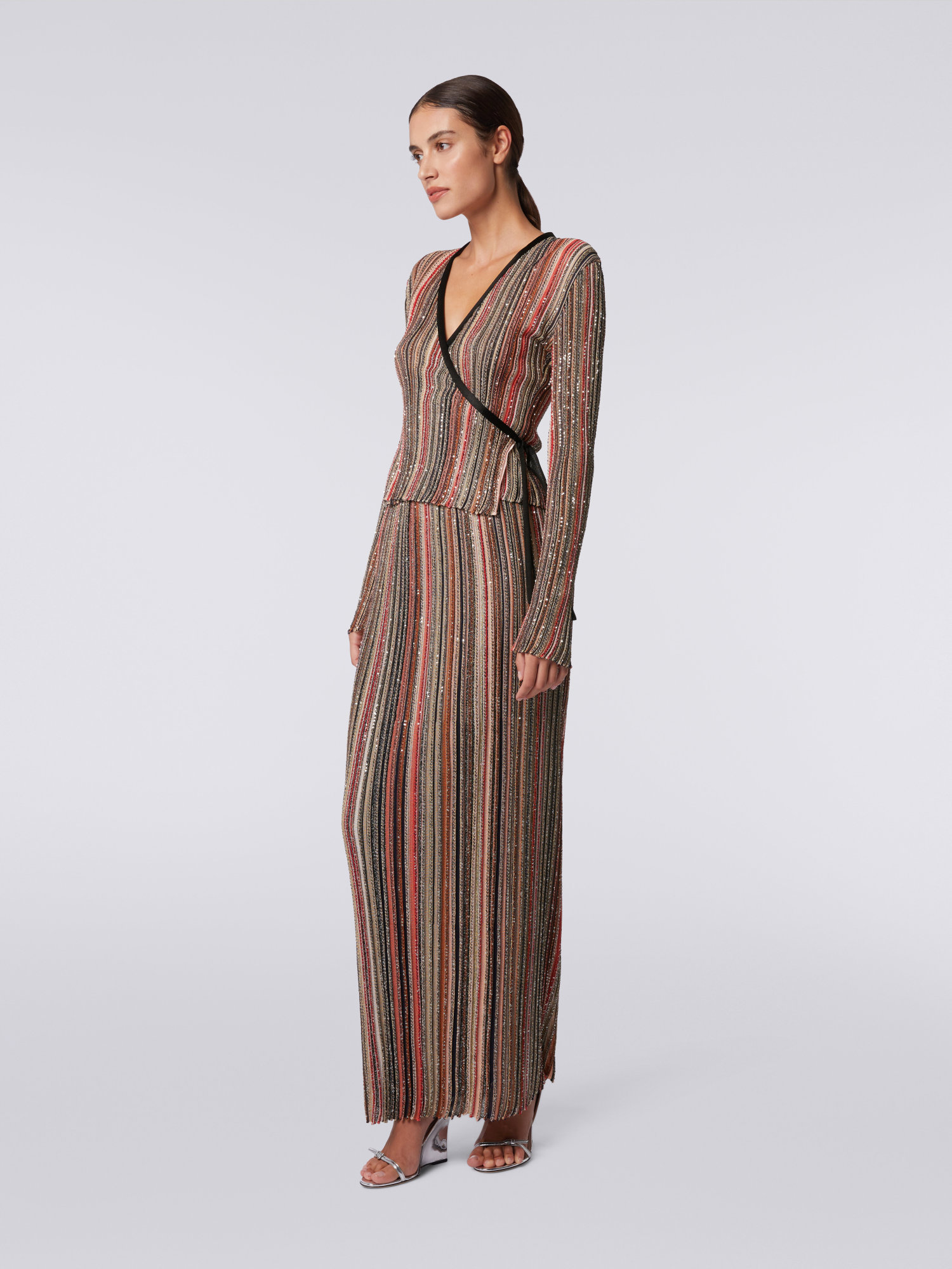 MISSONI STRIPED SEQUINED WRAP JUMPER