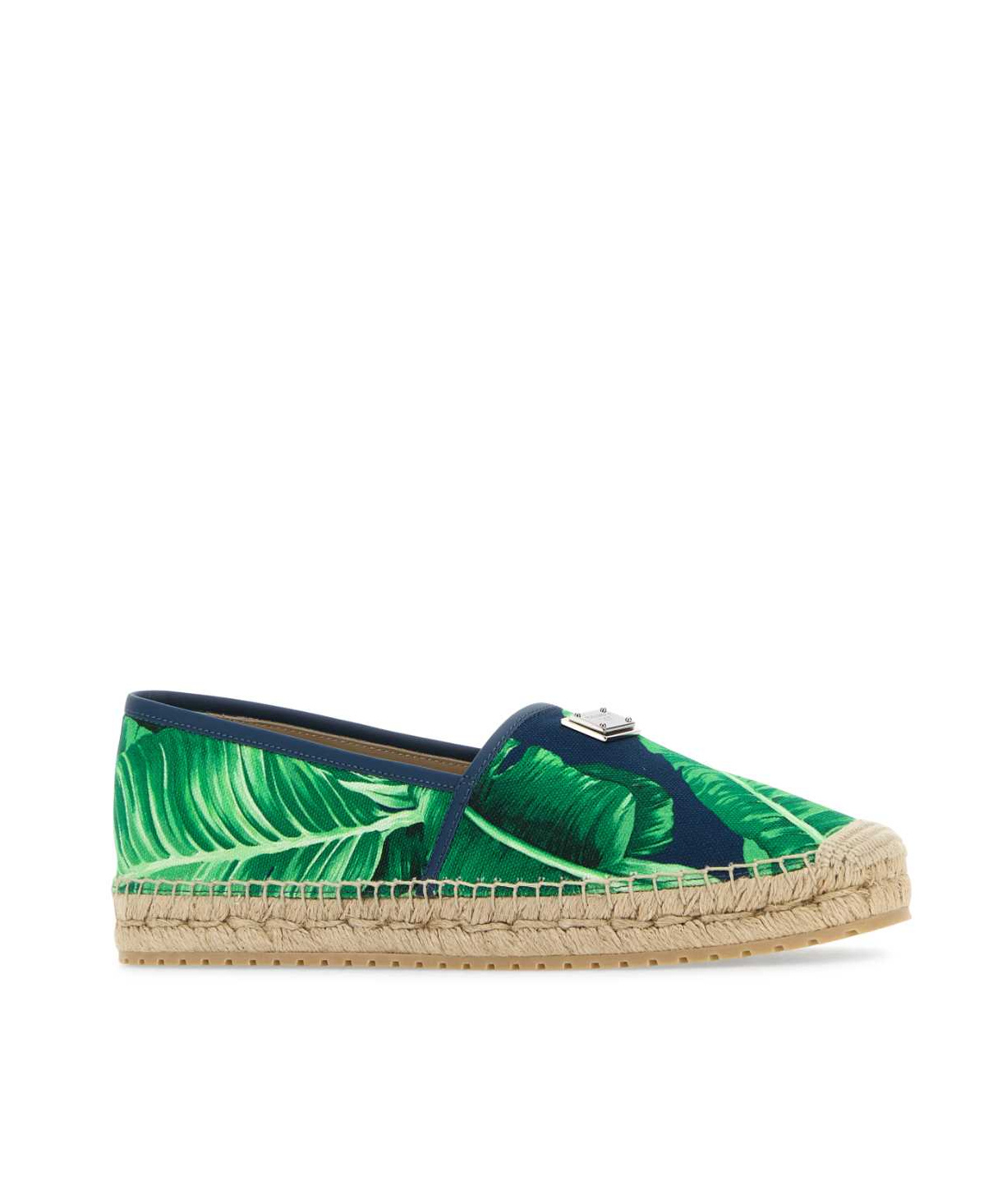 Dolce & Gabbana Blue Canvas Espadrilles For Men With Banano Print In Green