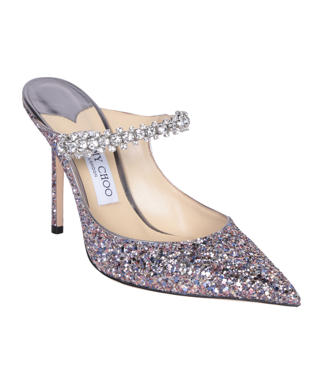 Jimmy Choo Bing 100 Glitter Fabric M In Gray