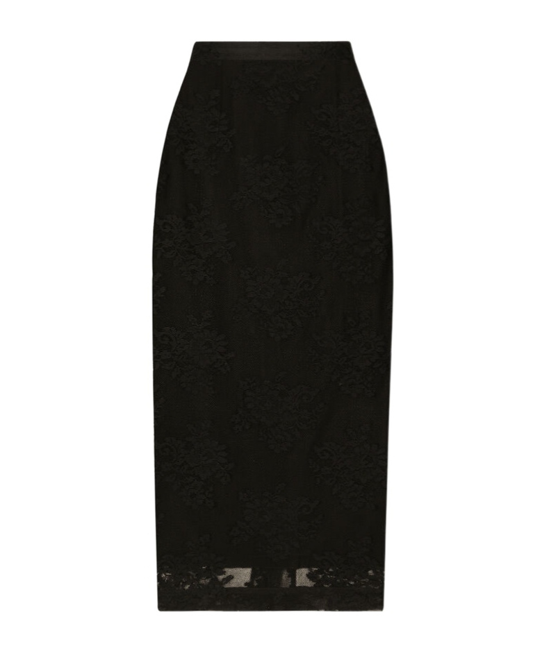 Dolce & Gabbana Tulle Sheer Midi Skirt In Black