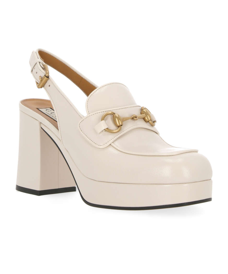 Gucci Horsebit Platform Mules In White