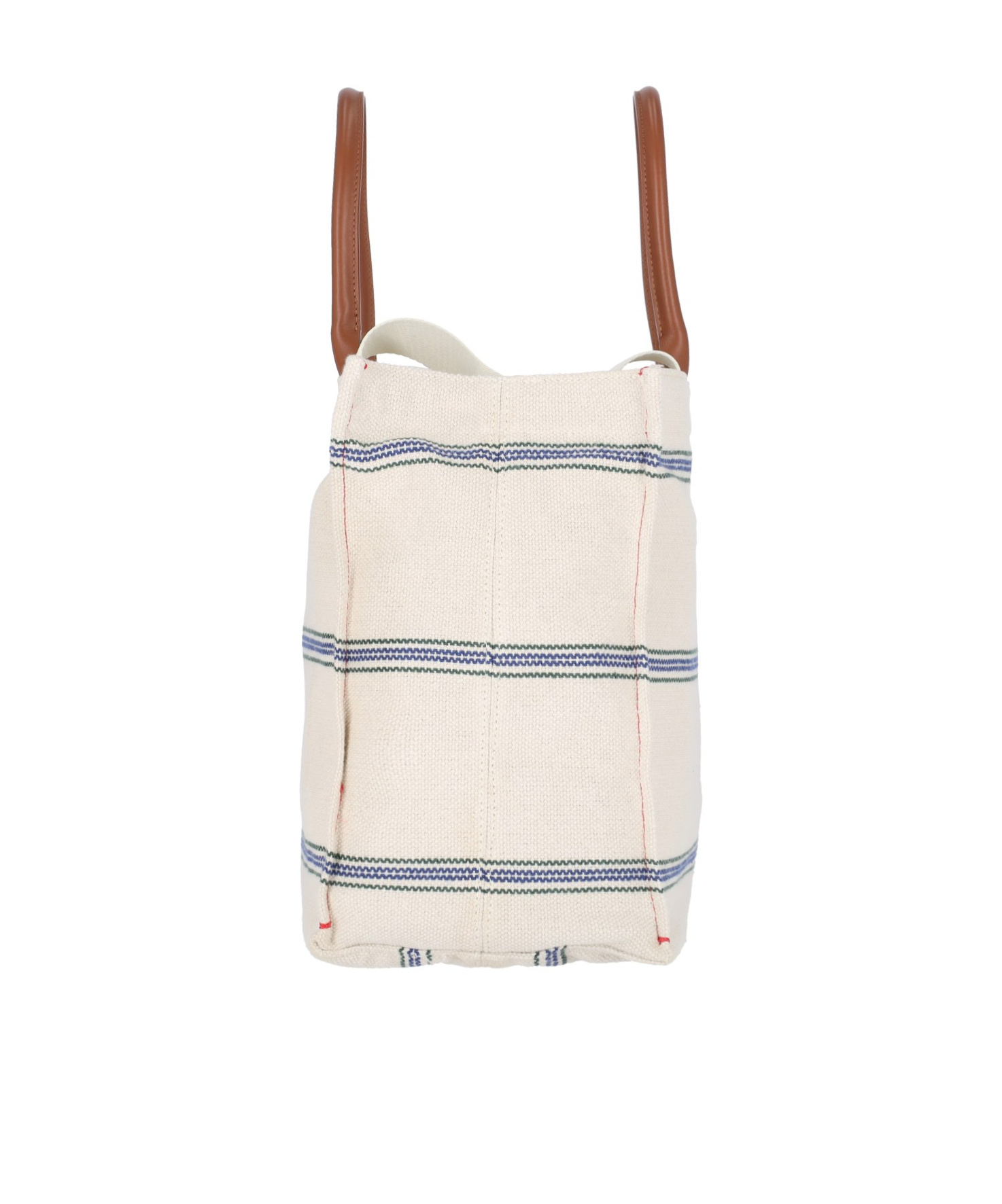 Marni Logo Embroidered Striped Large Tote Bag In White