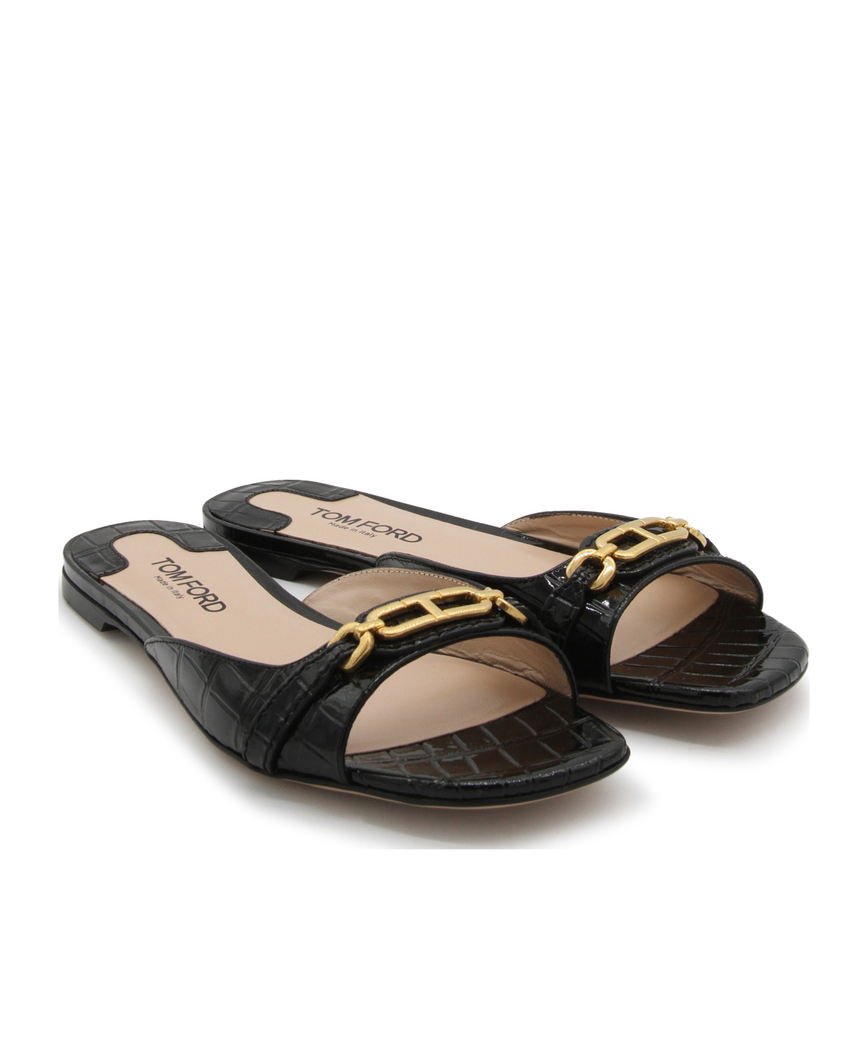 Tom Ford Whitney Crocodile-effect Mules In Black