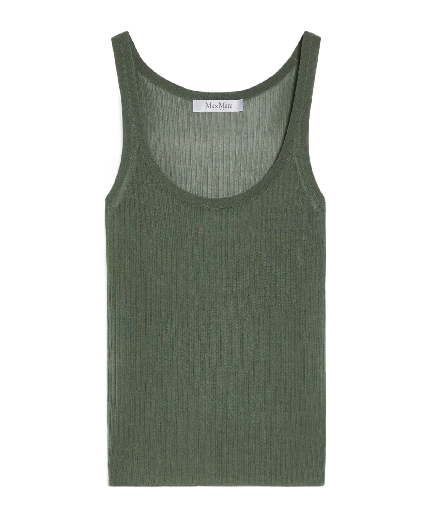 Max Mara Rib Round-necked Vest In Green