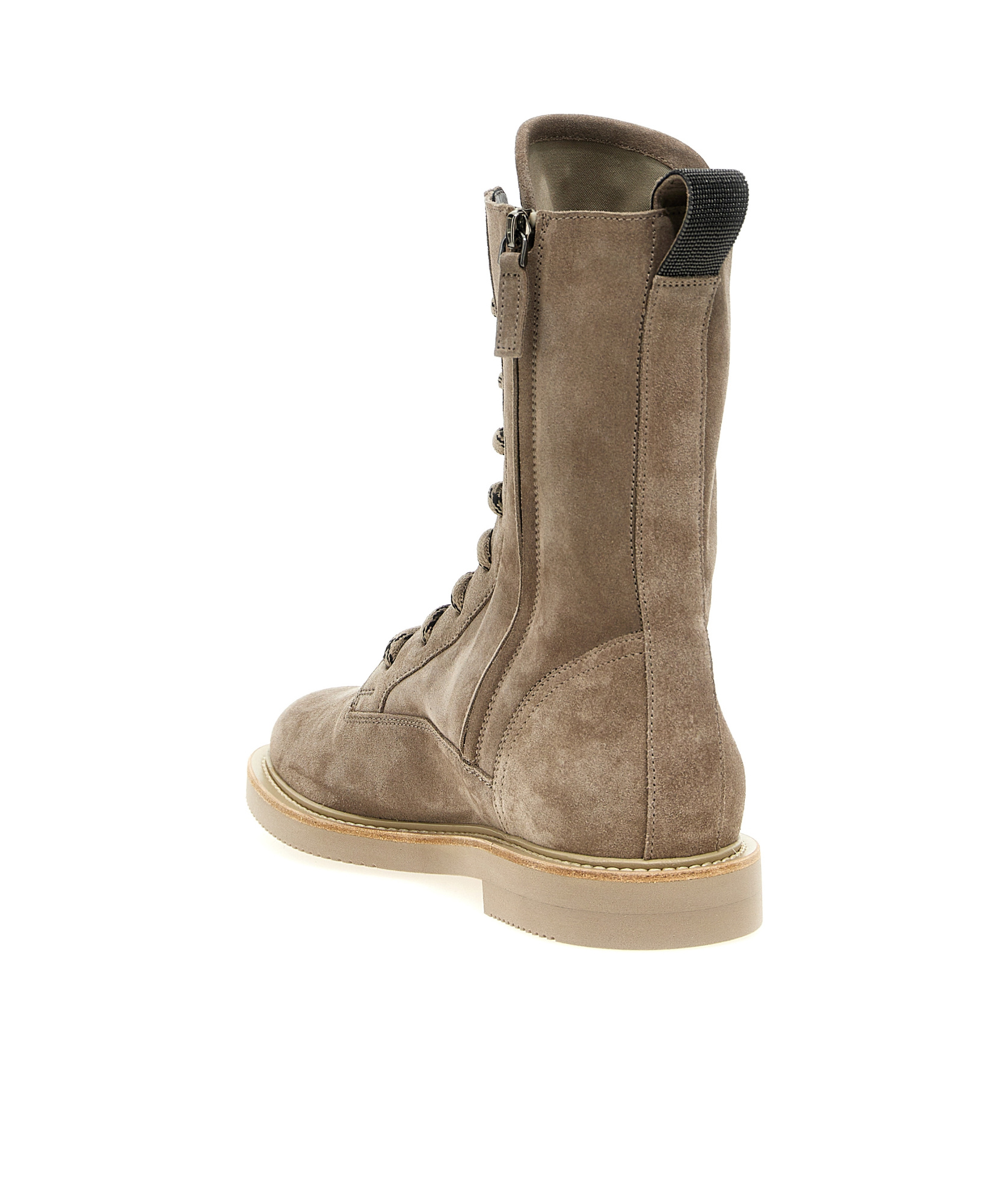 Brunello Cucinelli Suede Lace-up Boots Boots, Ankle Boots Beige In Brown