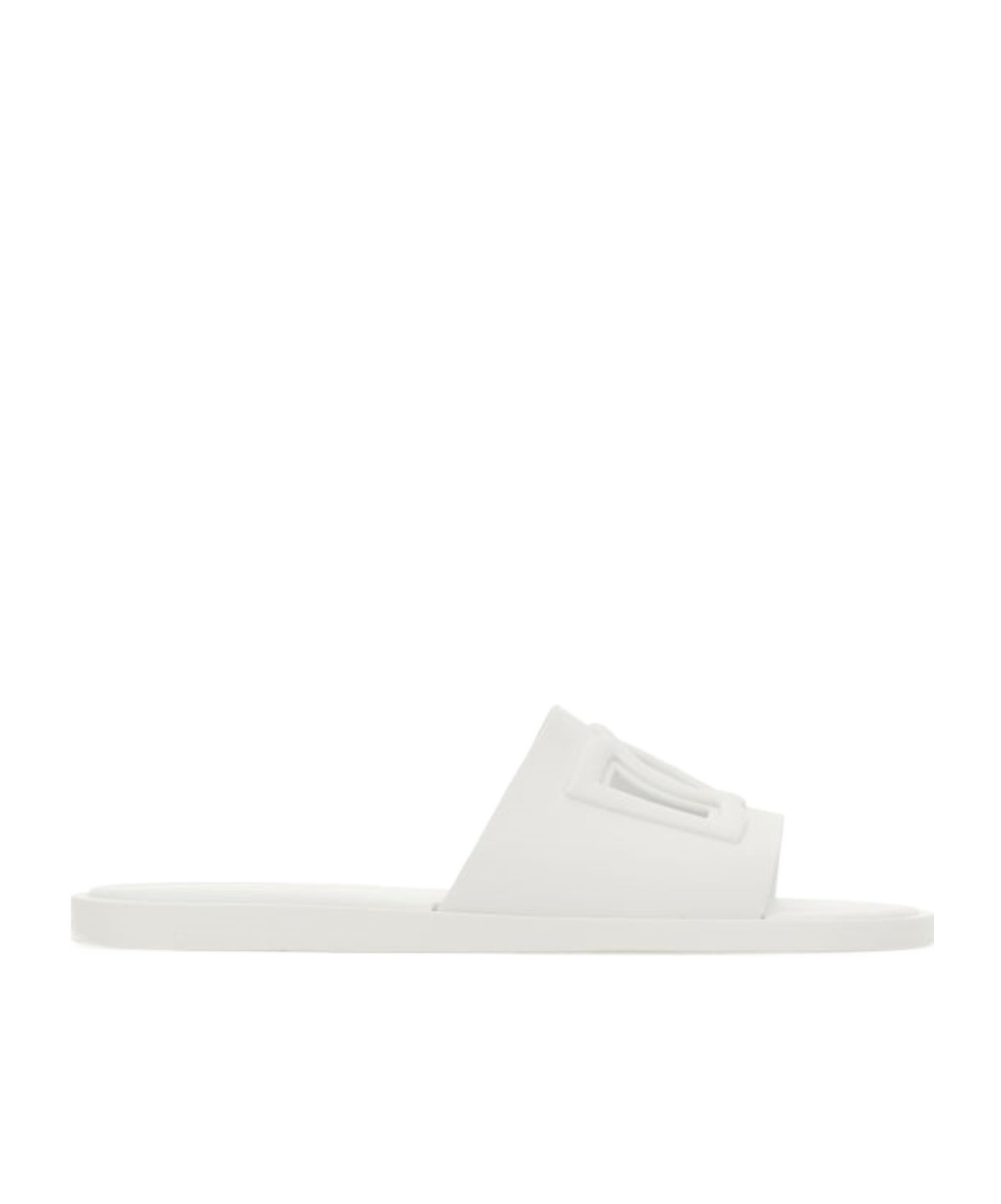 Dolce & Gabbana Open-toe Slippers With Embossed Logo In White