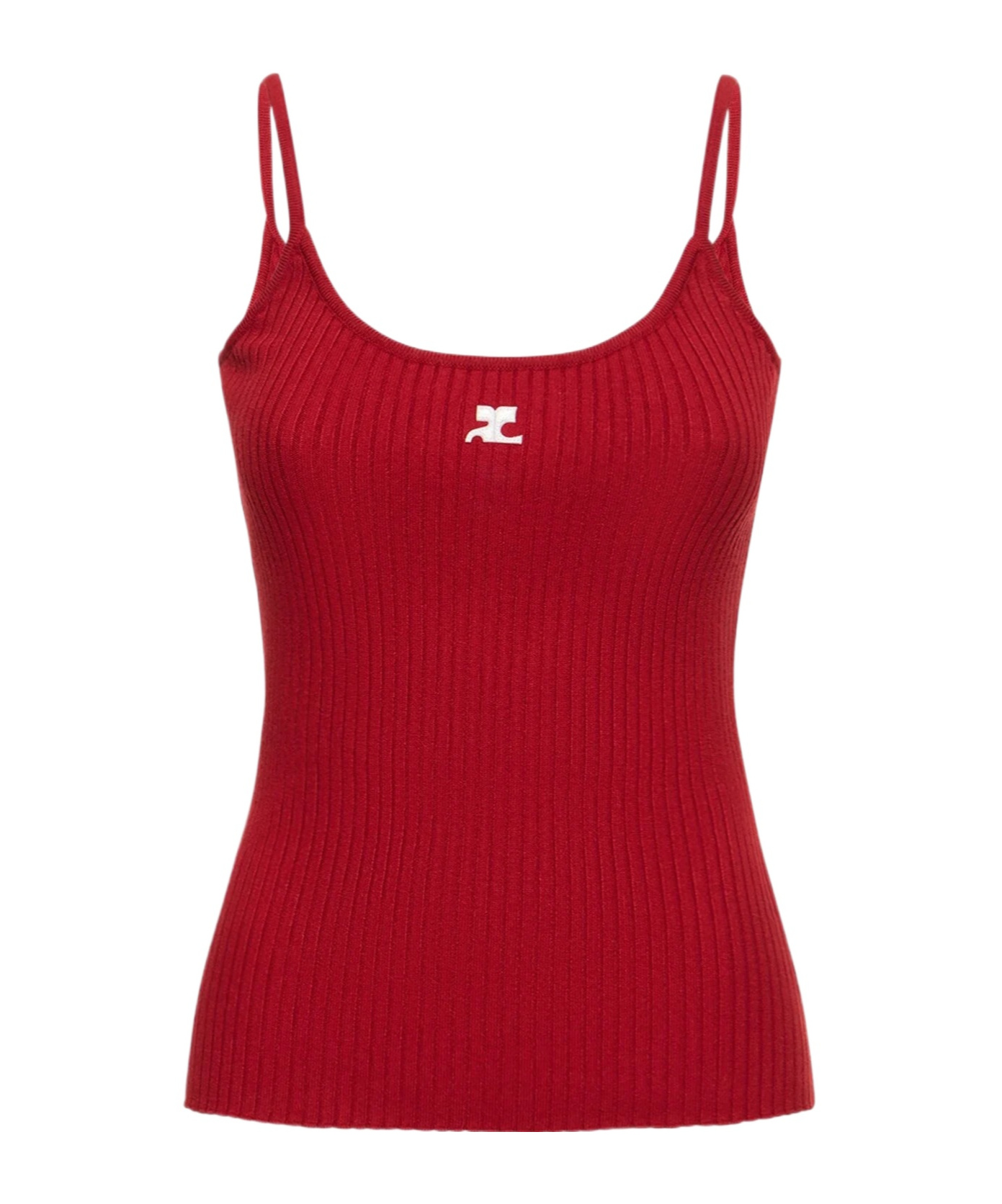 Courrèges Ribbed Texture Spaghetti Straps Top