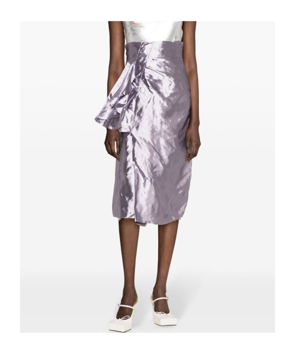 Maison Margiela Drape-detailed Satin Midi Skirt In Purple