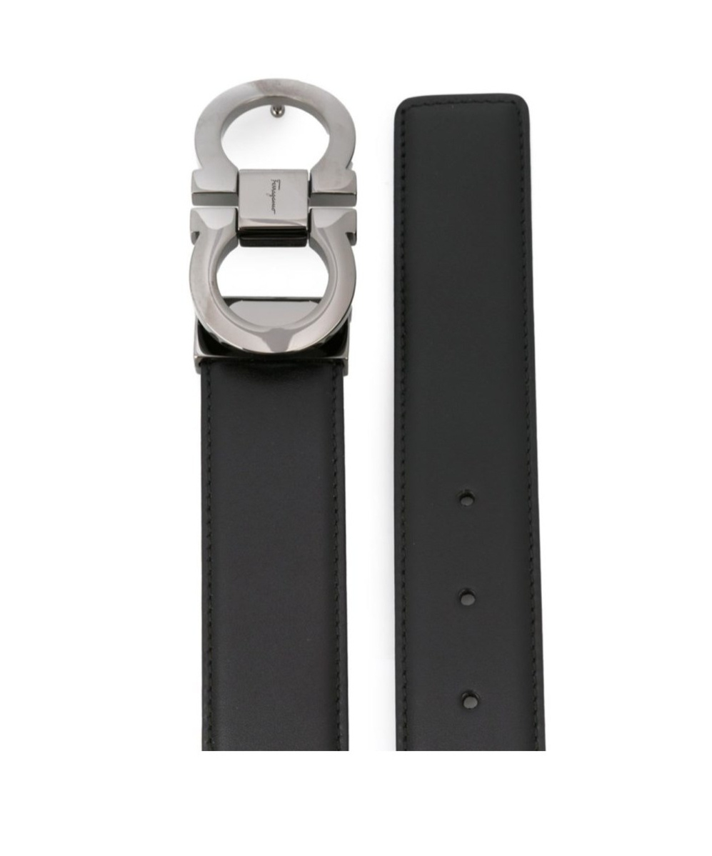 Ferragamo Black And Brown Gancini Buckle Double-sided Belt In Black