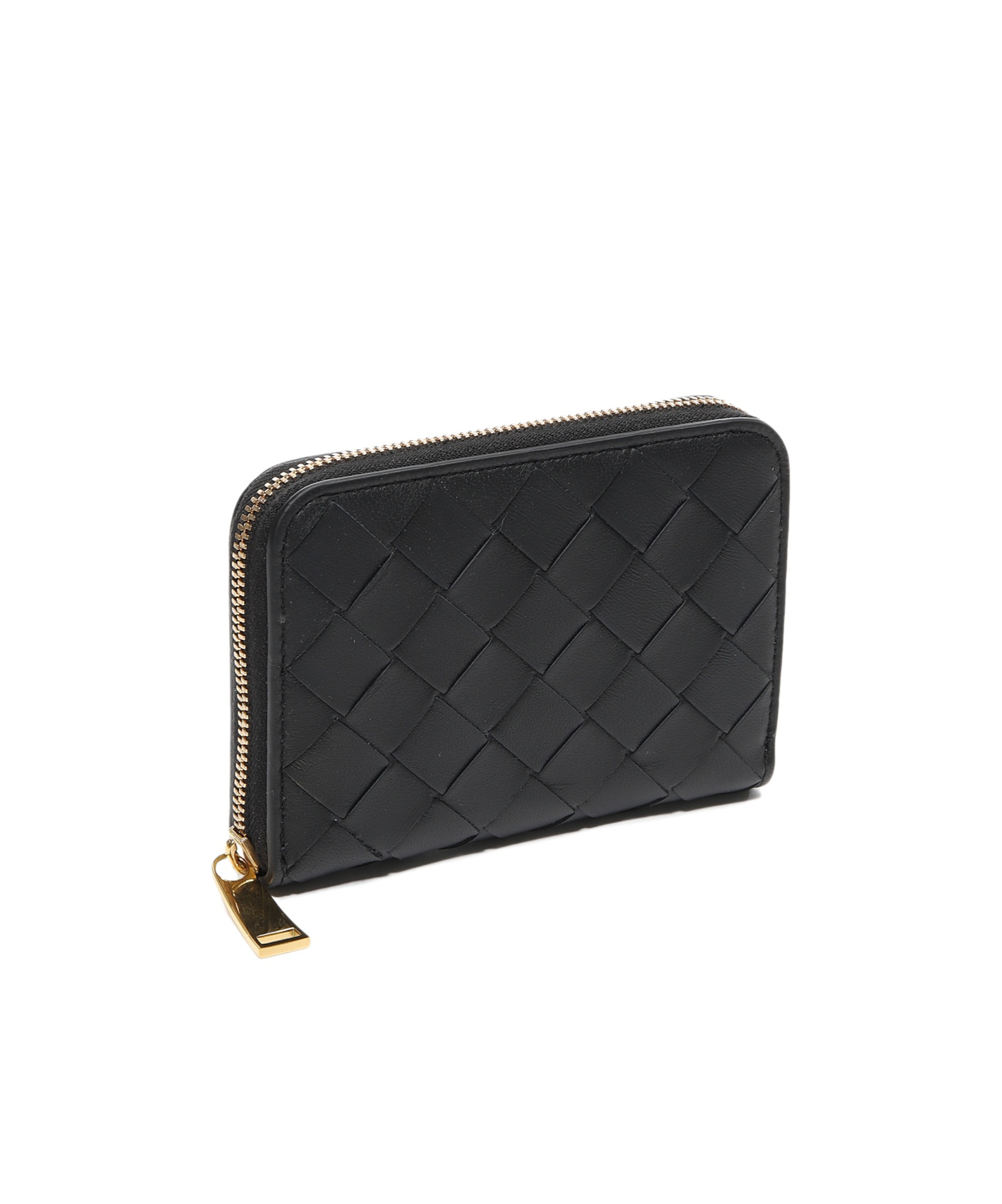 Bottega Veneta Intracciato Knitted Wallet In Black