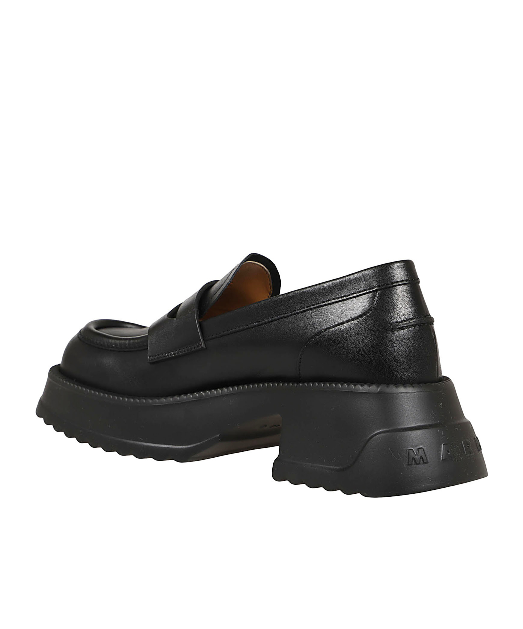 MARNI BLACK LEATHER LOAFER WITH PLATFORM SOLE