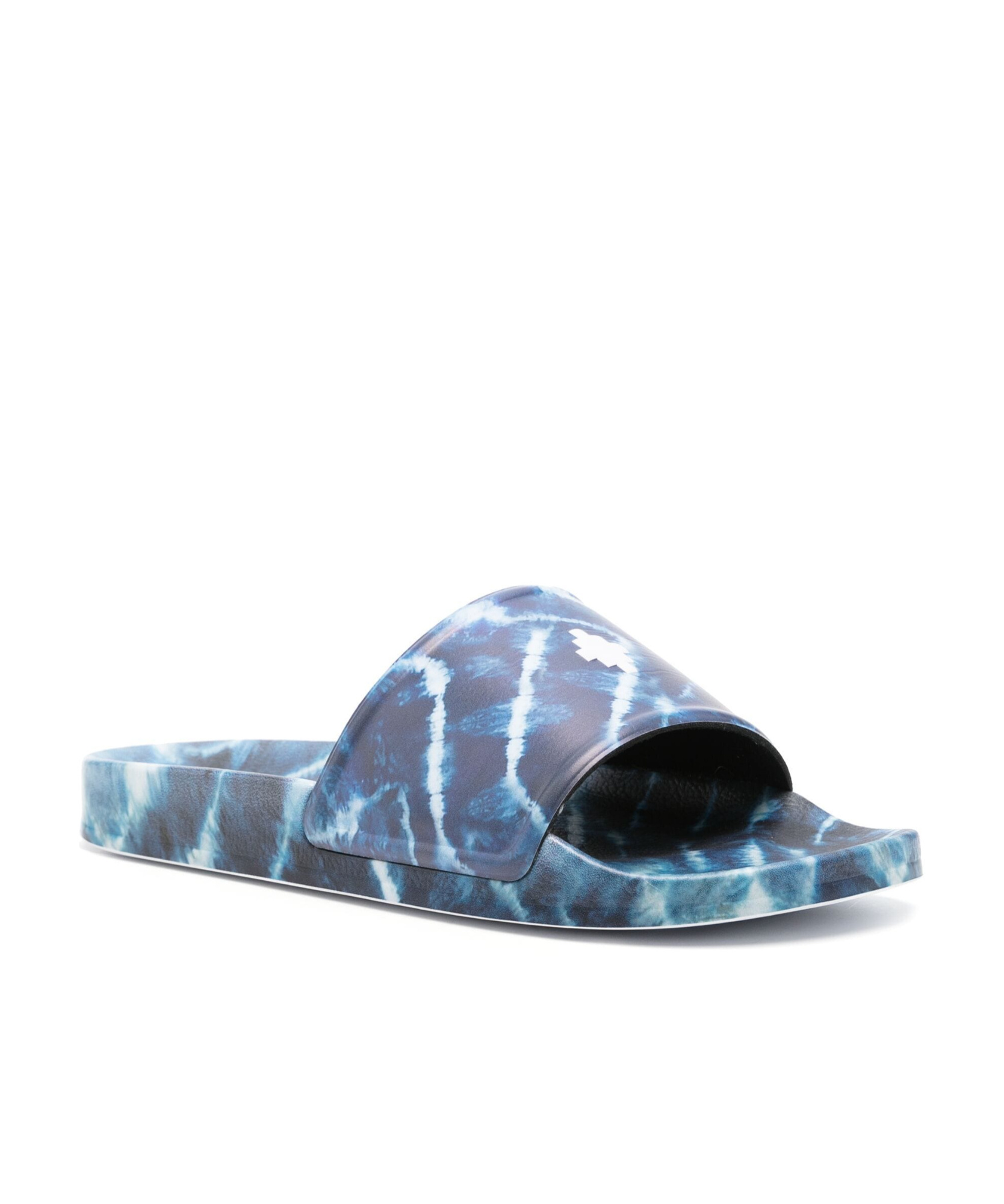Marcelo Burlon County Of Milan Aop Soundwaves Logo-embossed Slides In Blue