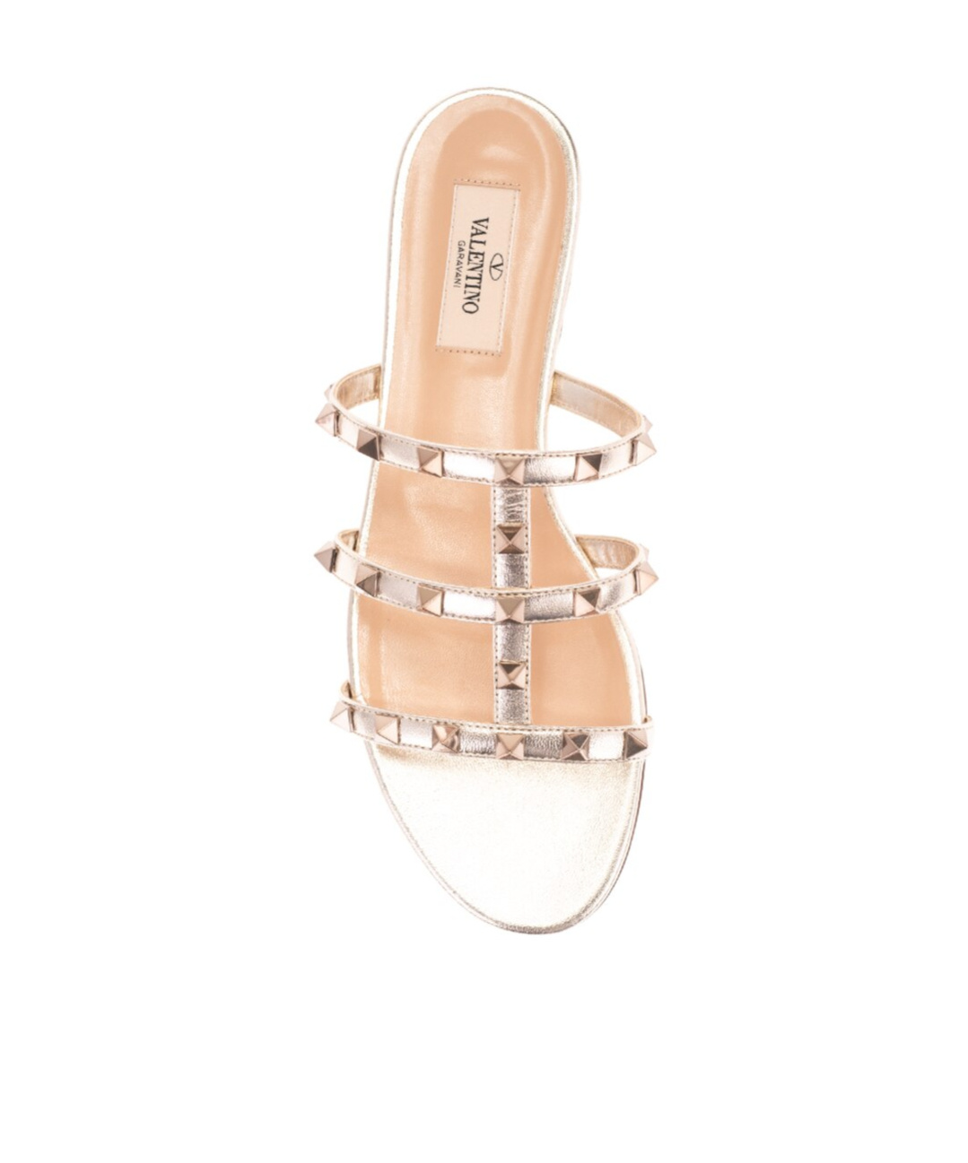Valentino Garavani Leather Rockstud Sandals In Nude