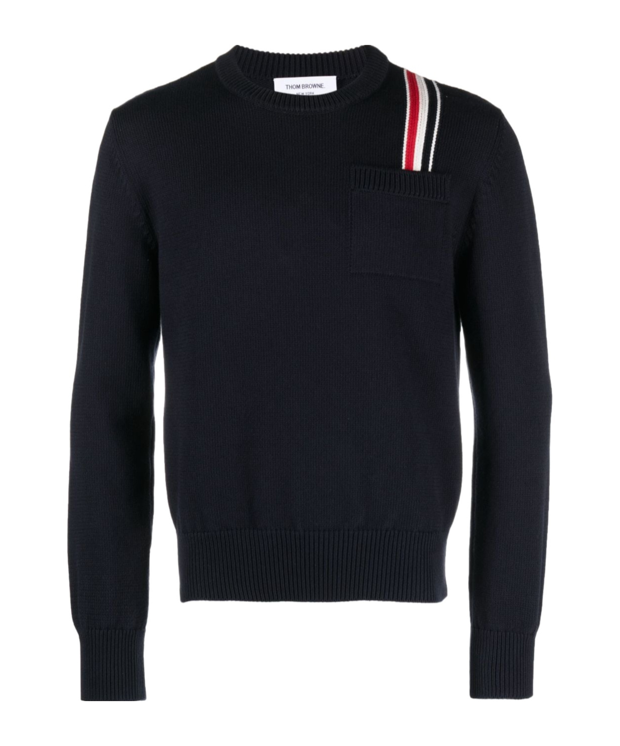 Thom Browne Rwb-stripe Intarsia Cotton Jumper In Black
