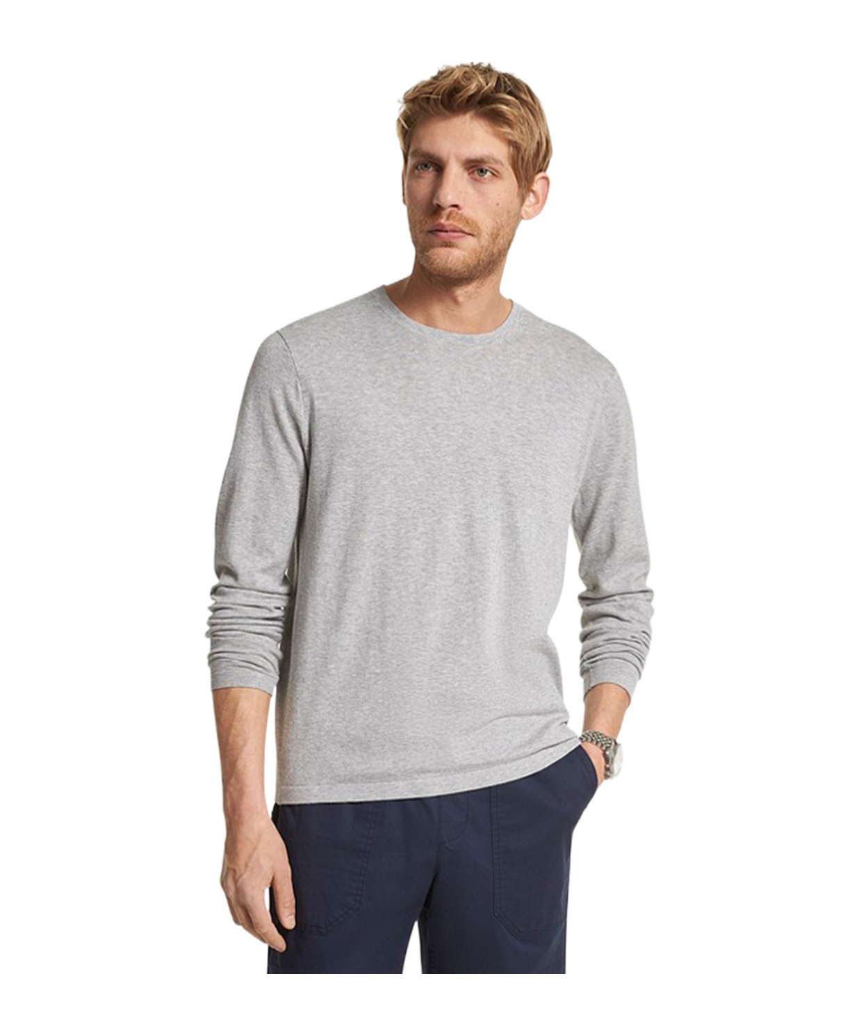 Michael Kors Cotton Jersey Crewneck Sweater In White