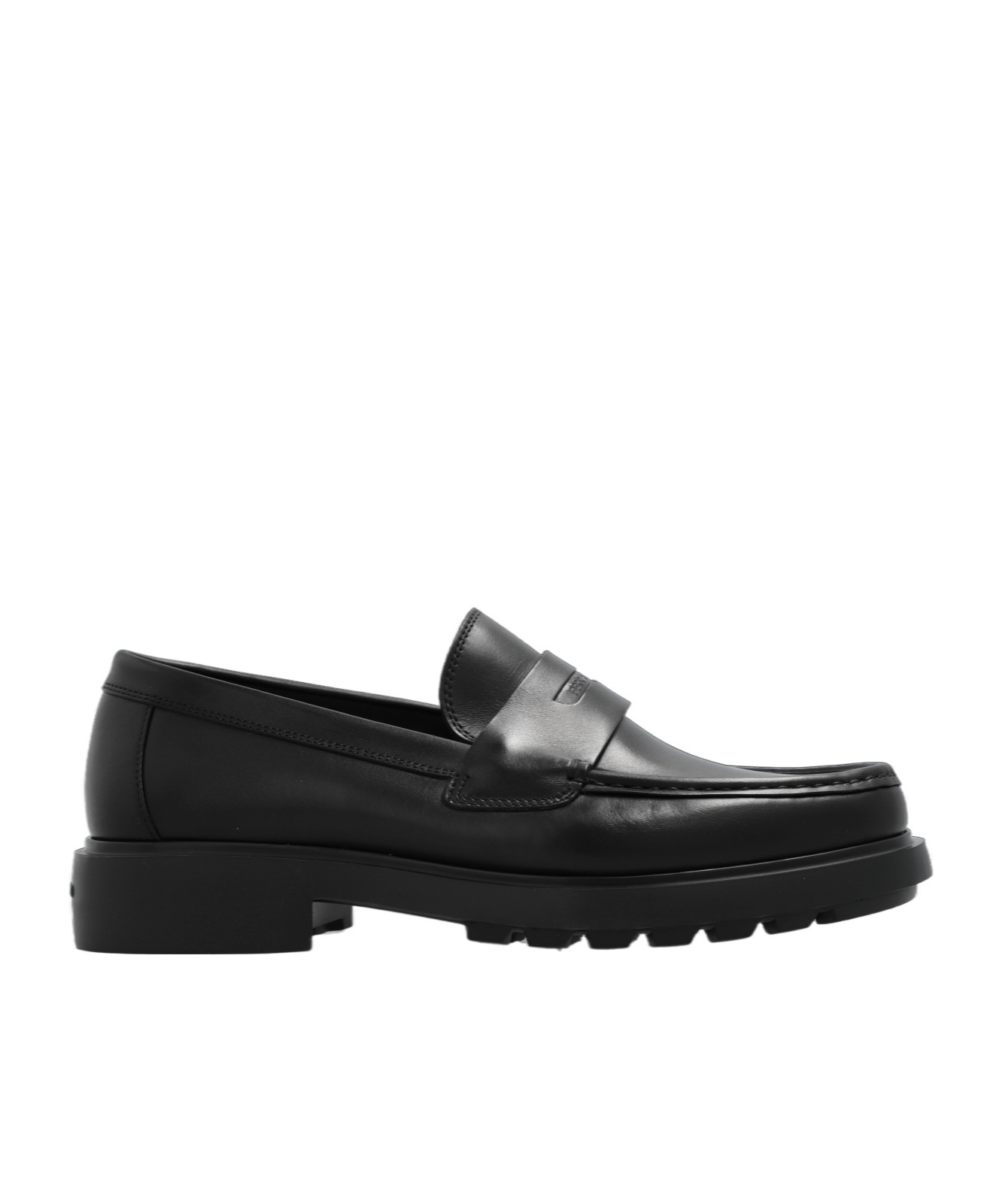 Ferragamo Round Head Loafer Shoes In Black