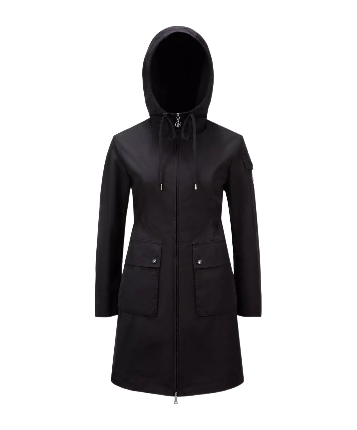 Moncler Laerte Logo-patch Parka Coat In Black