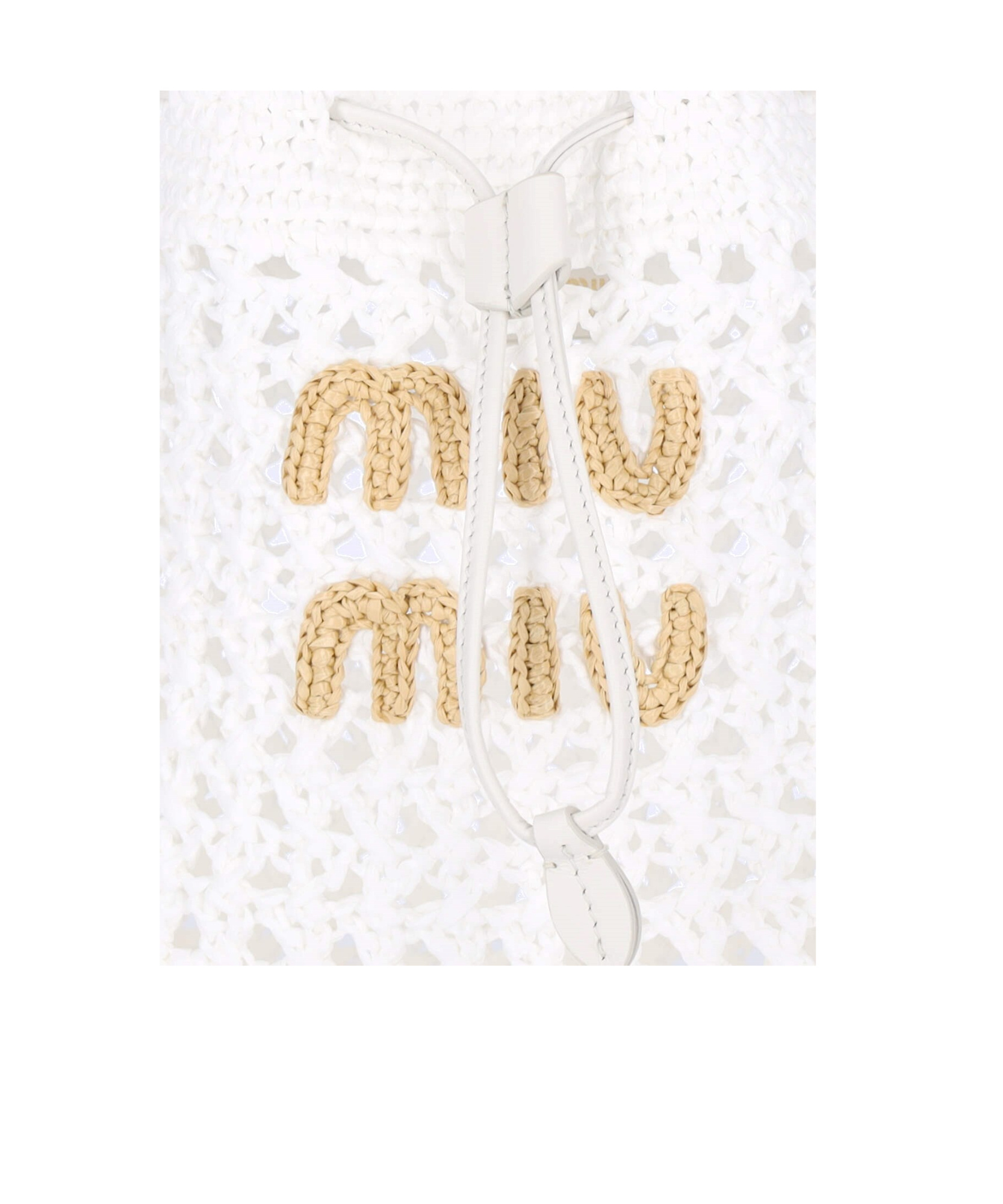 Miu Miu Crochet Knitted Bucket Bag In White
