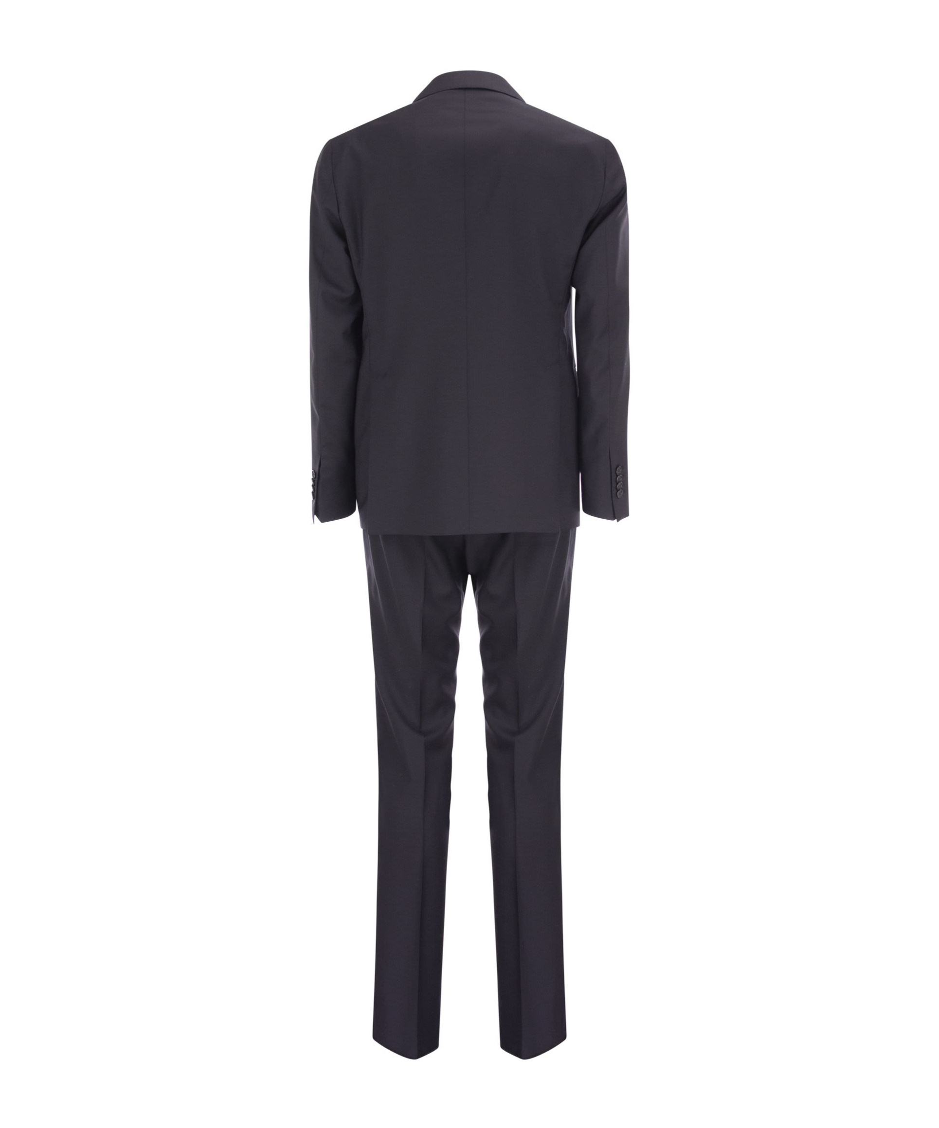 Tagliatore Blue Virgin Wool Tuxedo Suit In Black
