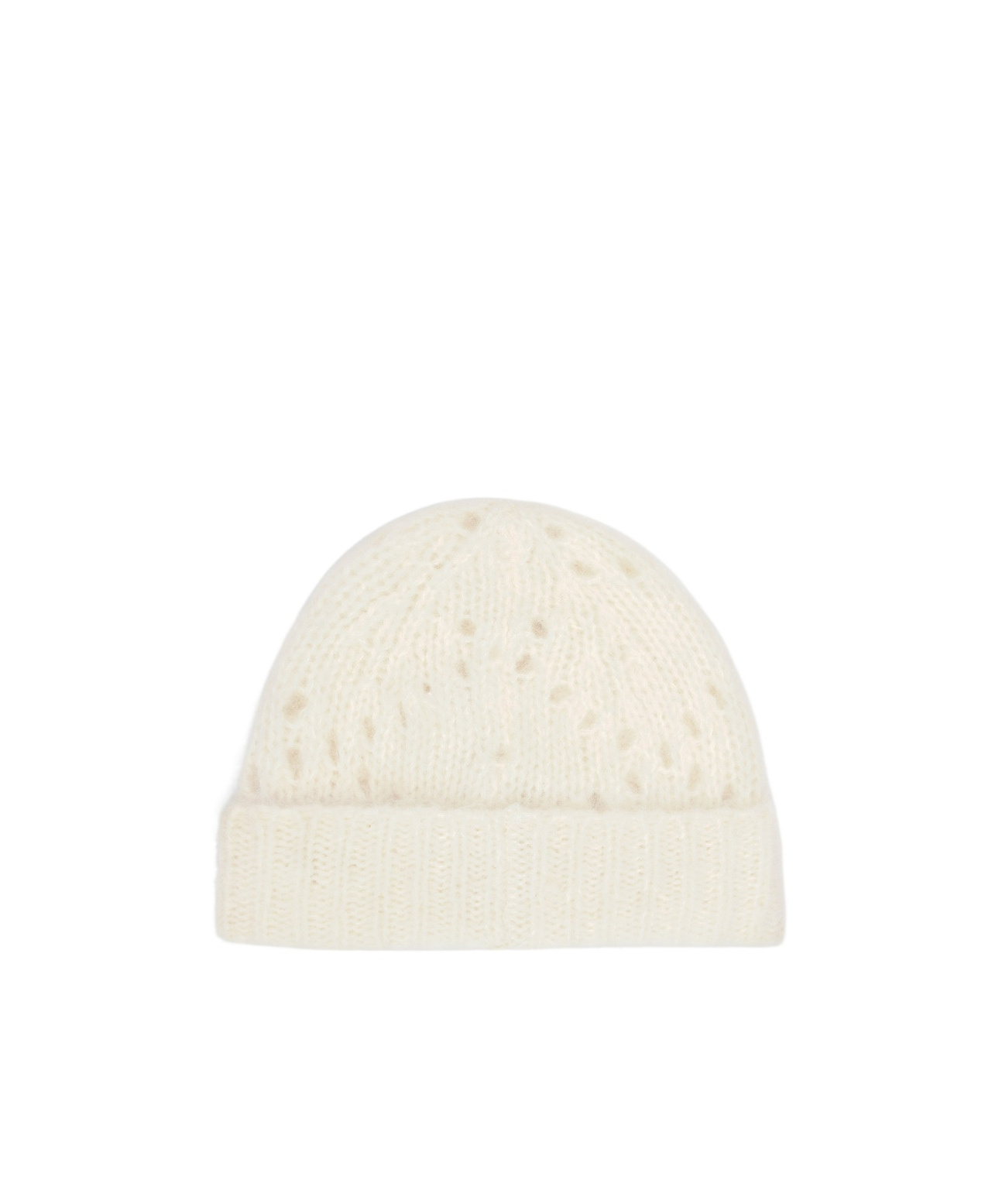 Celine Fair Isle Pick-up Wool Cap In White