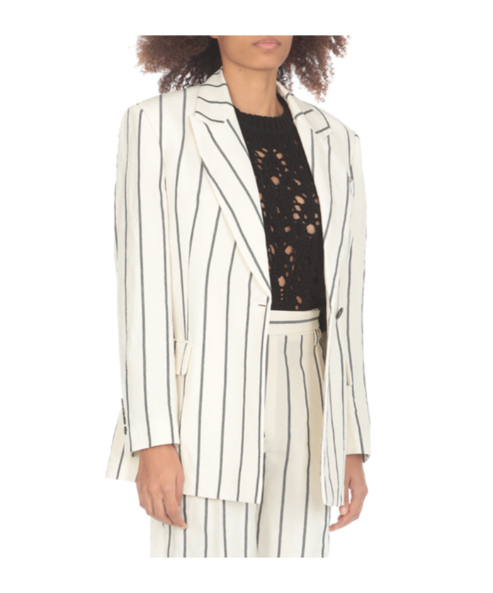 Brunello Cucinelli Striped Double-breasted Blazer In White