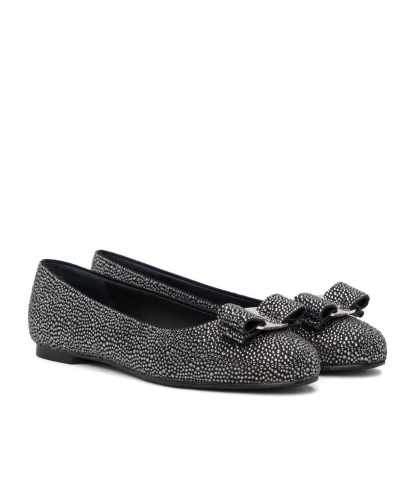 Ferragamo Black Varina Ballerina Flats In Black
