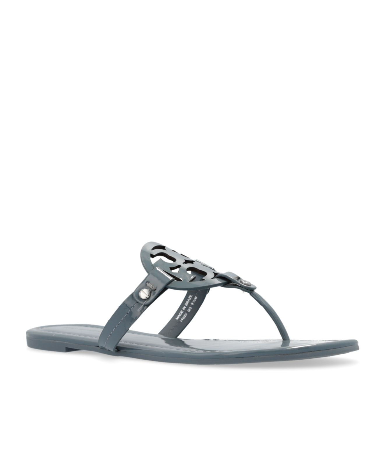 Tory Burch Miller Patent-leather Flip Flops In Gray