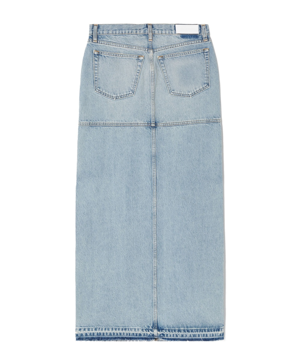 Re/done Side-slit Denim Maxi Skirt In Blue