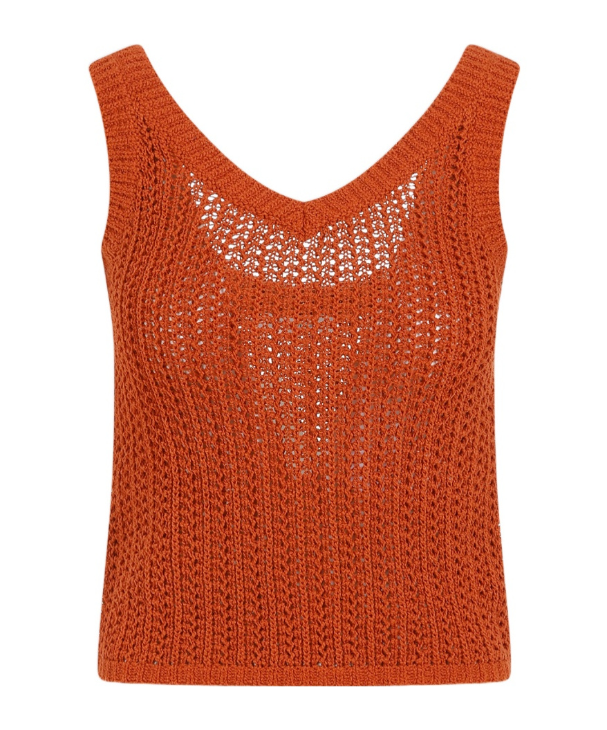 Max Mara Hollowed-out Knitted Vest In Orange