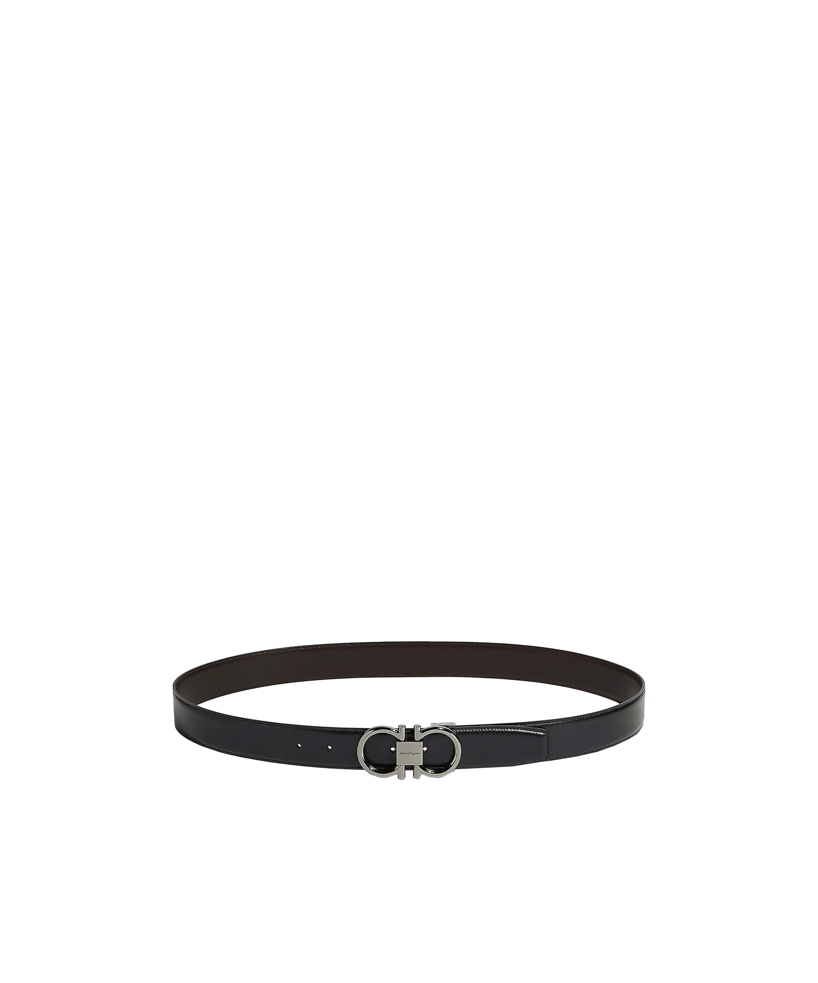 Ferragamo Men Textured Leather Belt With Iconic Gancini Buckle In Black