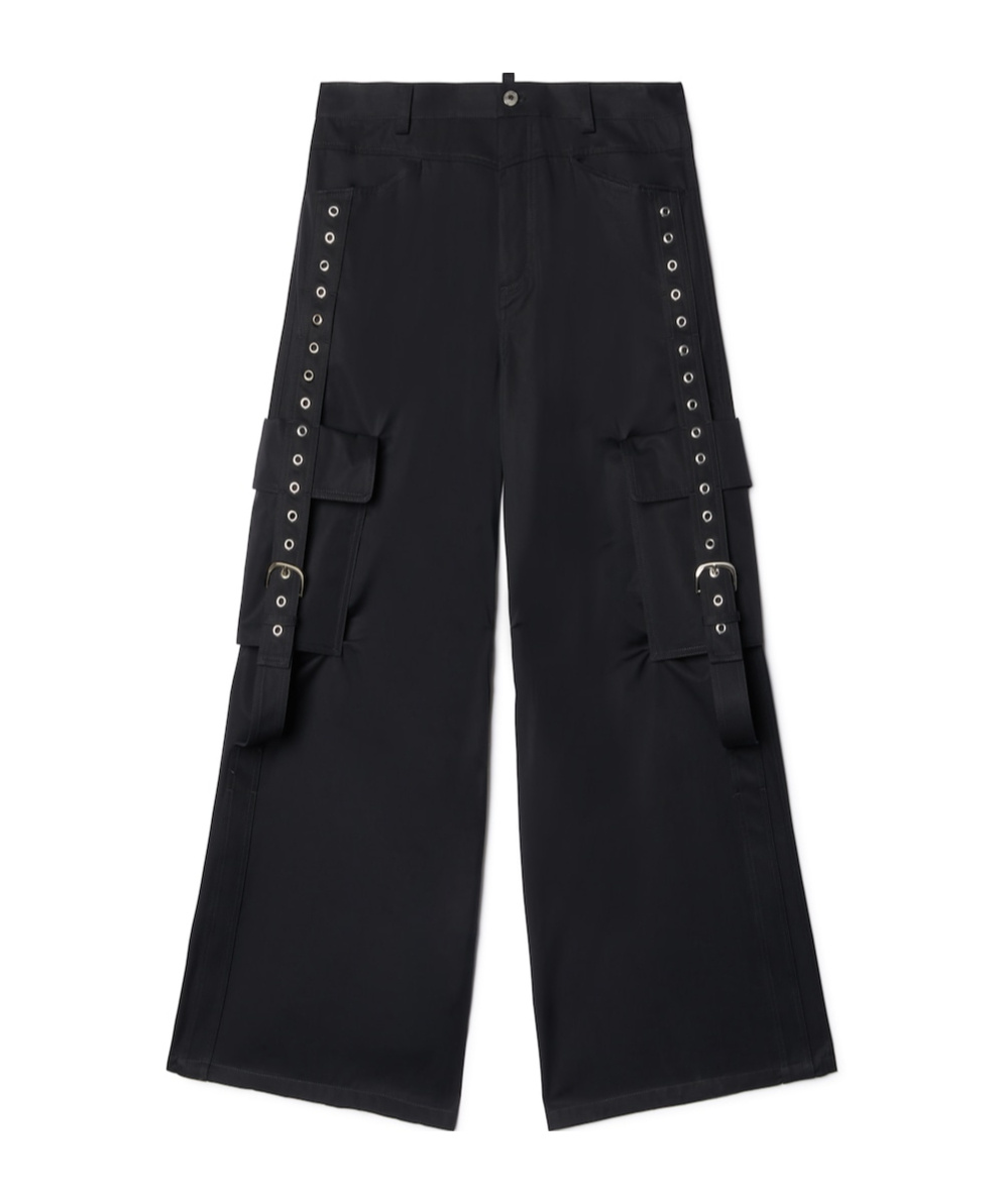 Off-white Cargo Pocket Wide Leg Trousers In Black
