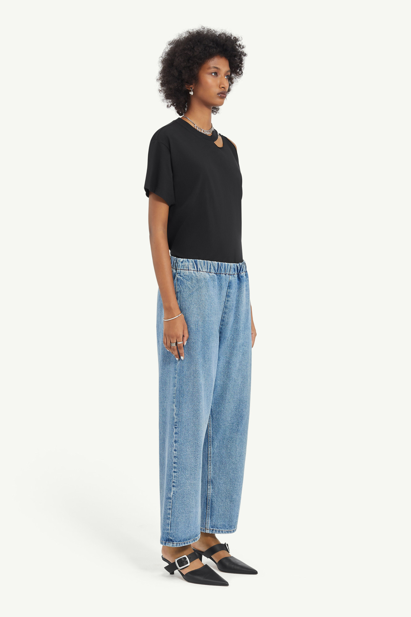 Shop Mm6 Maison Margiela Cropped Blue Denim Trousers