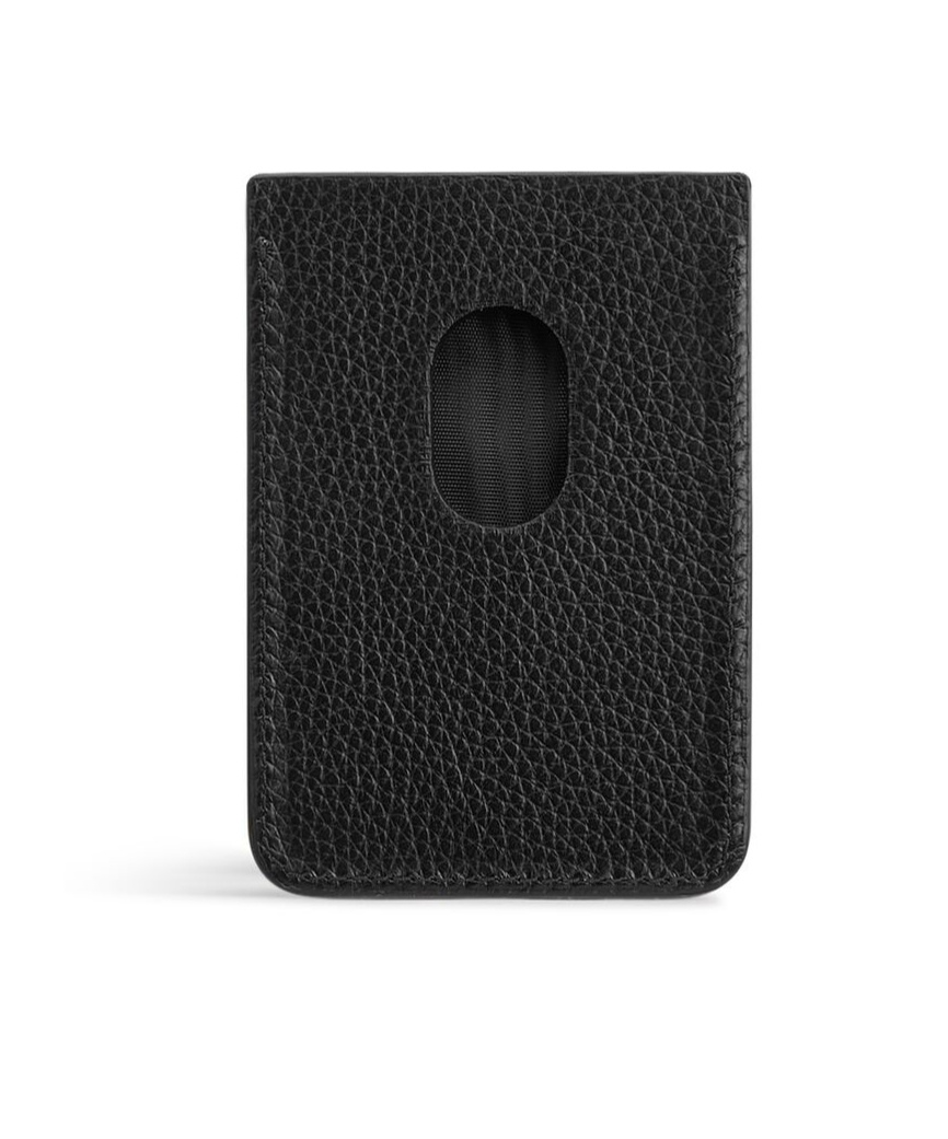 Balenciaga Cash Magnetic Leather Card Holder In Black
