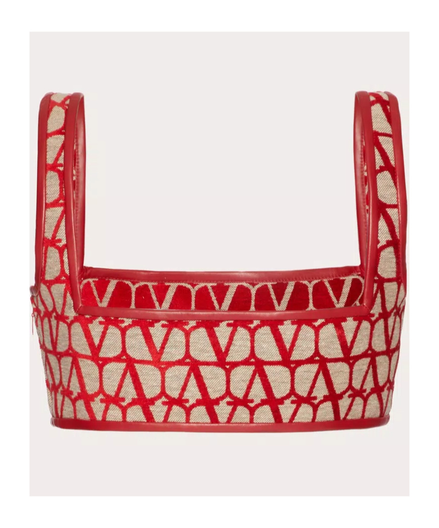 Valentino Toile Iconographe Light Bralette Top In Red