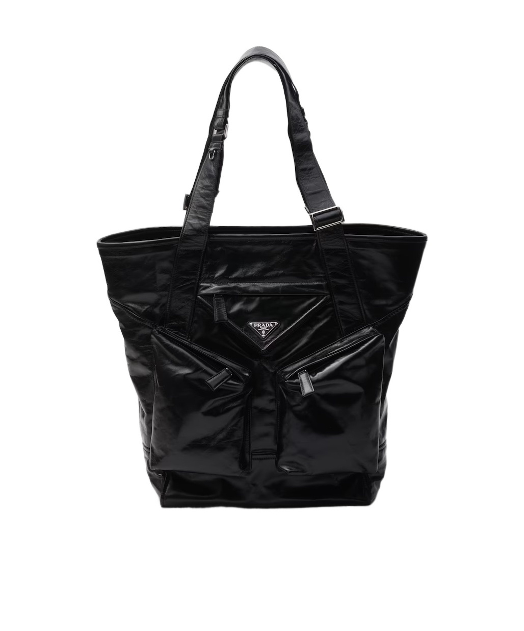Shop Prada Leather Tote In Black