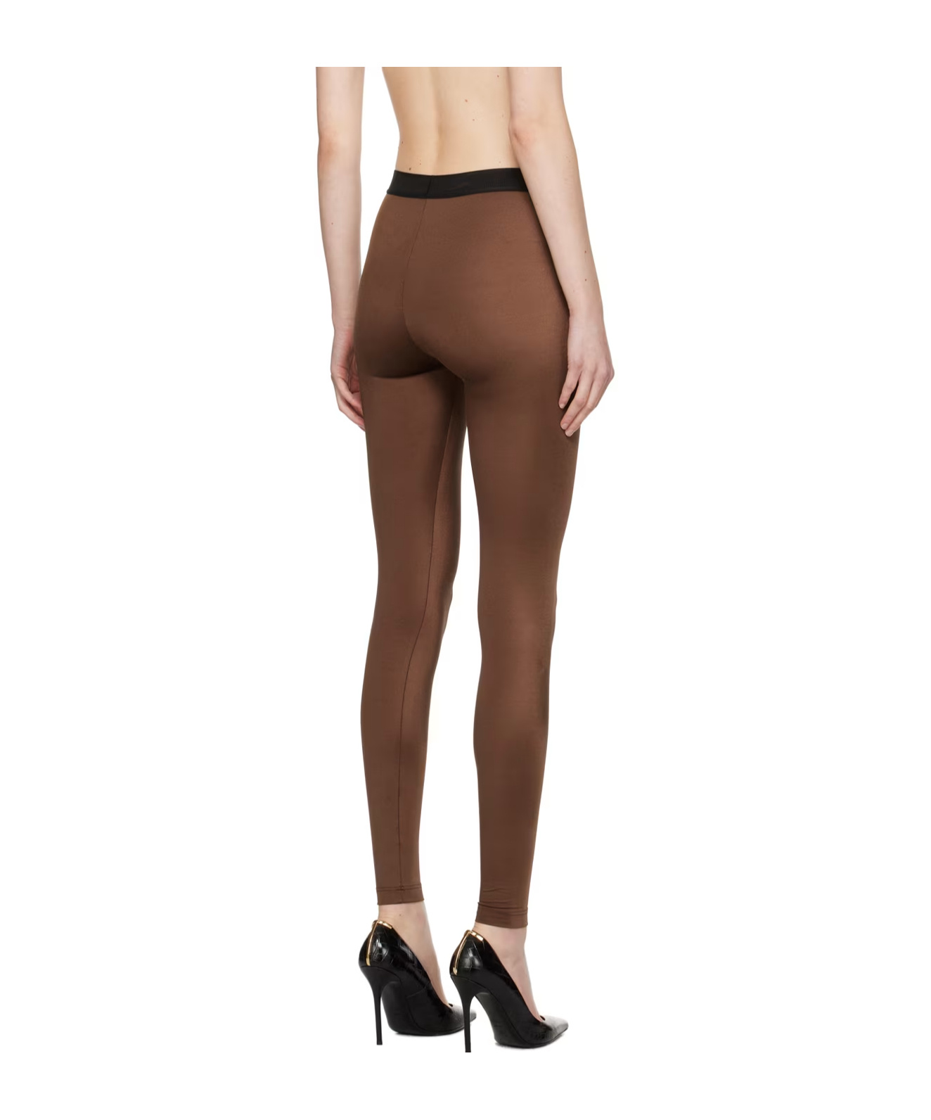 Tom Ford Brown Lustrous Signature Leggings In Green