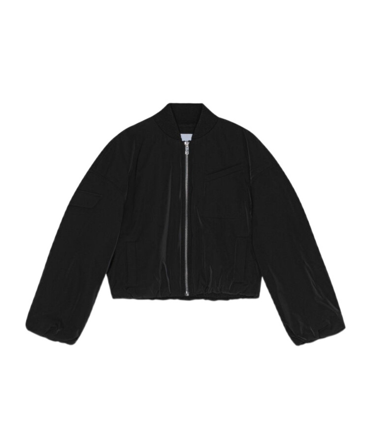 Ganni Women Overszied Short Bomber Jacket In Black