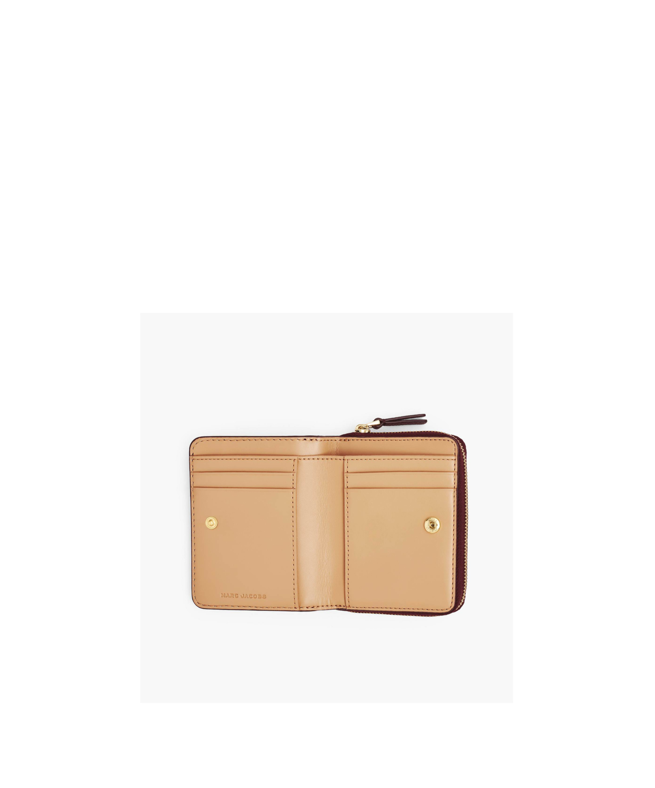 Marc Jacobs Logo Printed Zipped Mini Compact Wallet In Brown