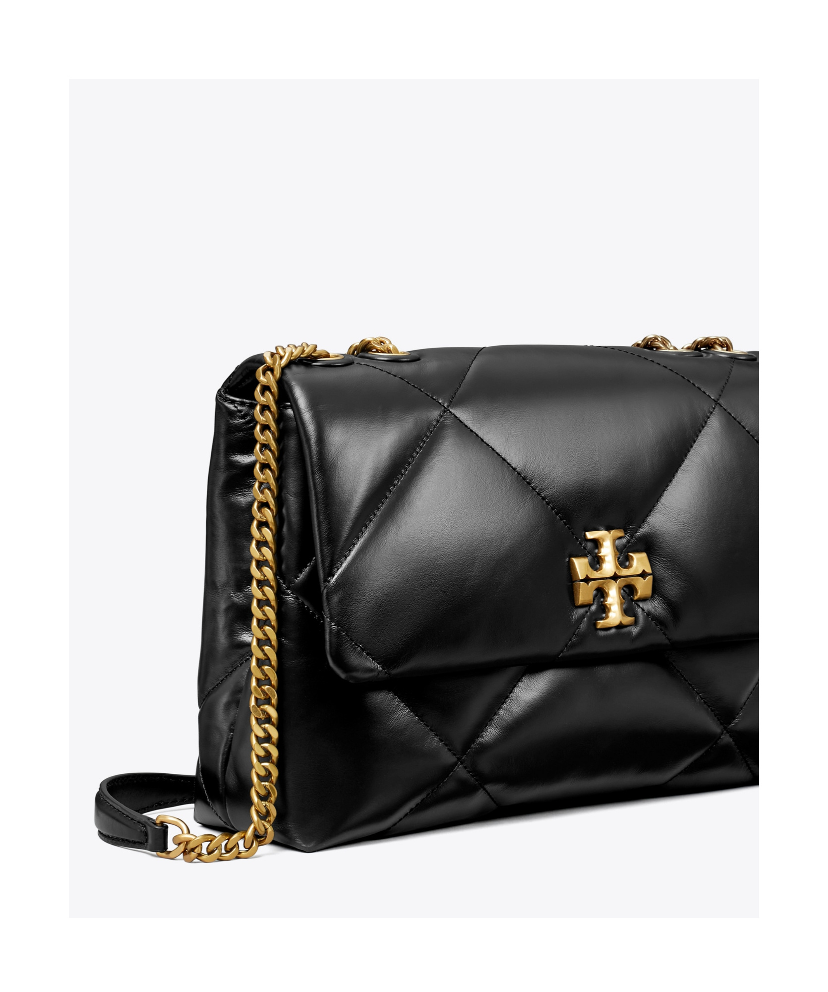 Tory Burch Small Kira Diamond Quilted Convertible Leather Shoulder Bag In Black